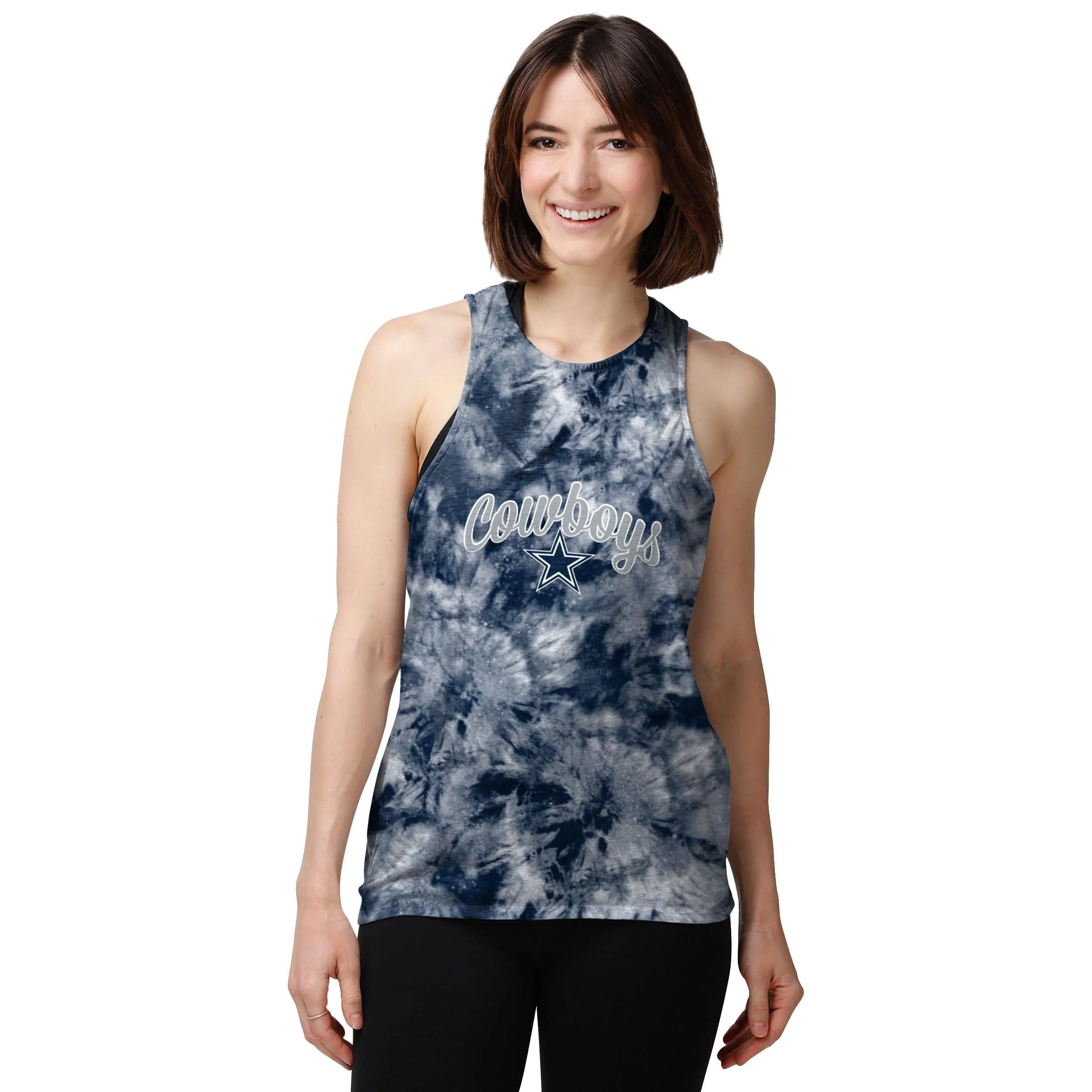 Dallas Cowboys NFL Womens Script Wordmark Tie-Dye Tie-Breaker Sleeveless Top - Image 2