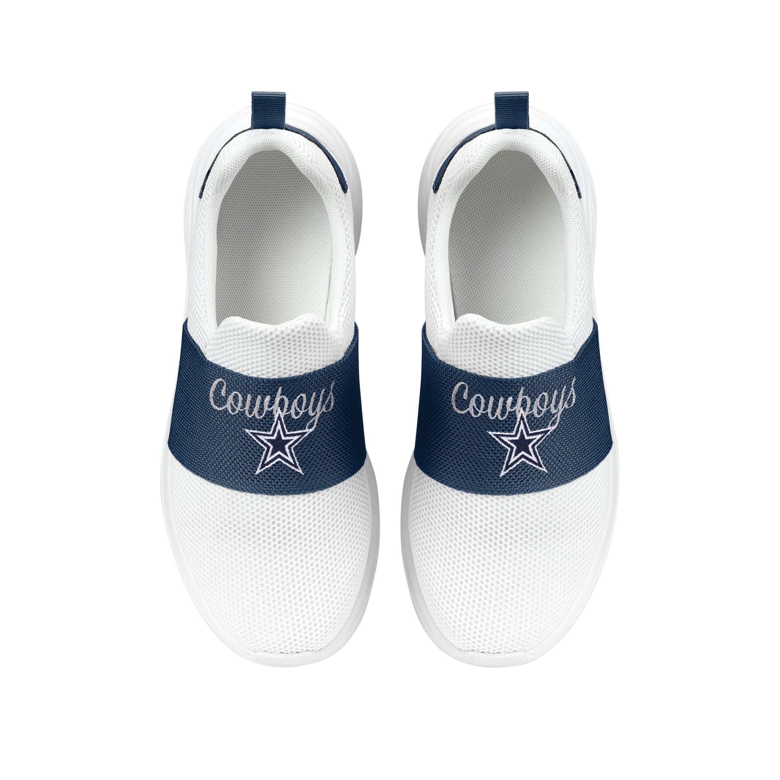 Dallas Cowboys NFL Womens Script Wordmark White Slip On Sneakers - Image 4