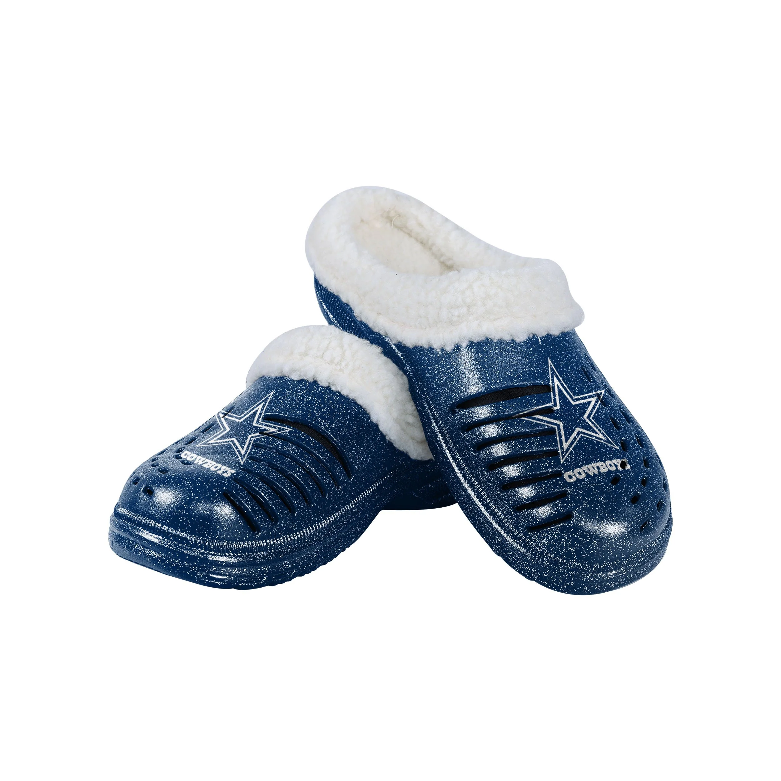 Dallas Cowboys NFL Womens Sherpa Lined Glitter Clog