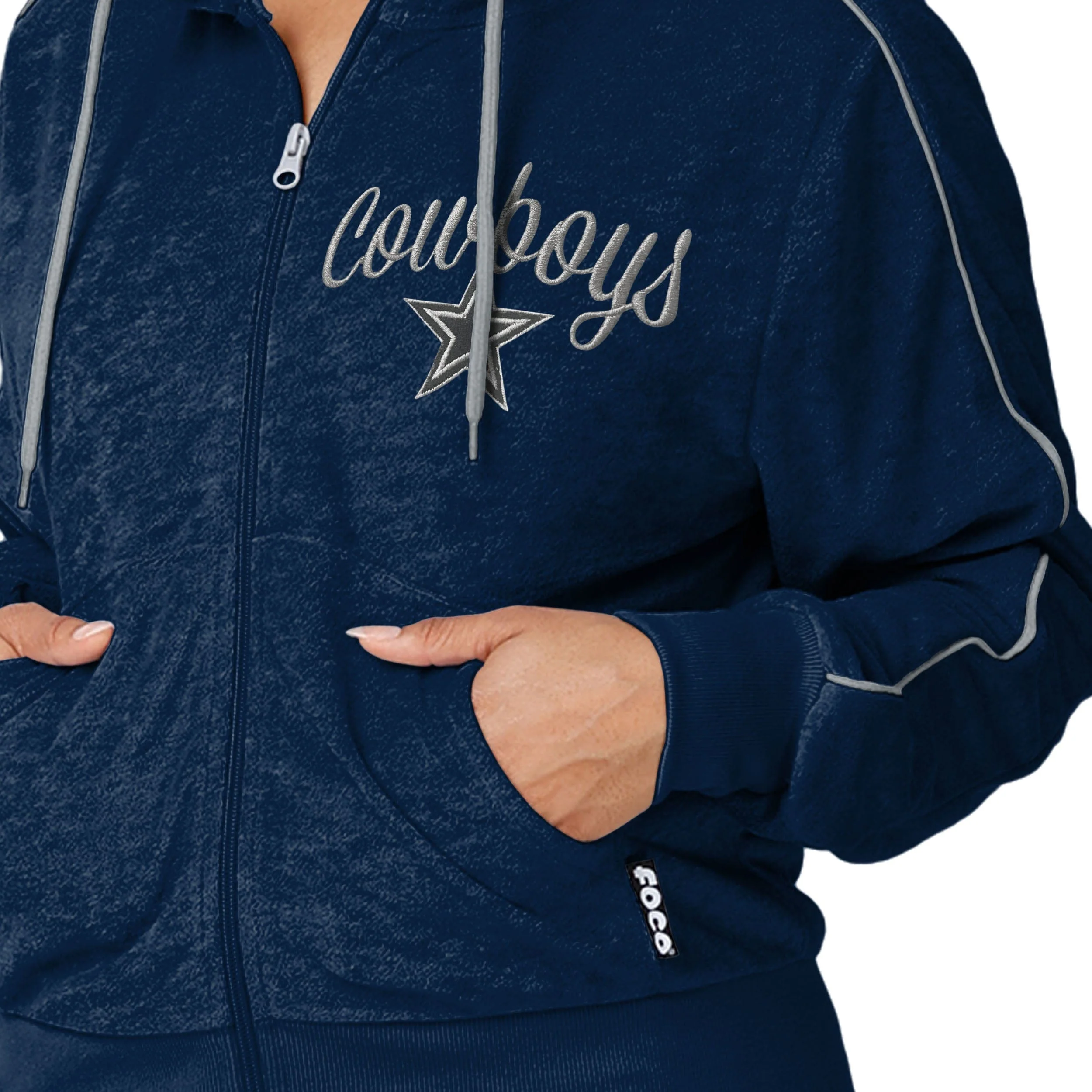 Dallas Cowboys NFL Womens Terry Knit Zip Up Top - Image 4