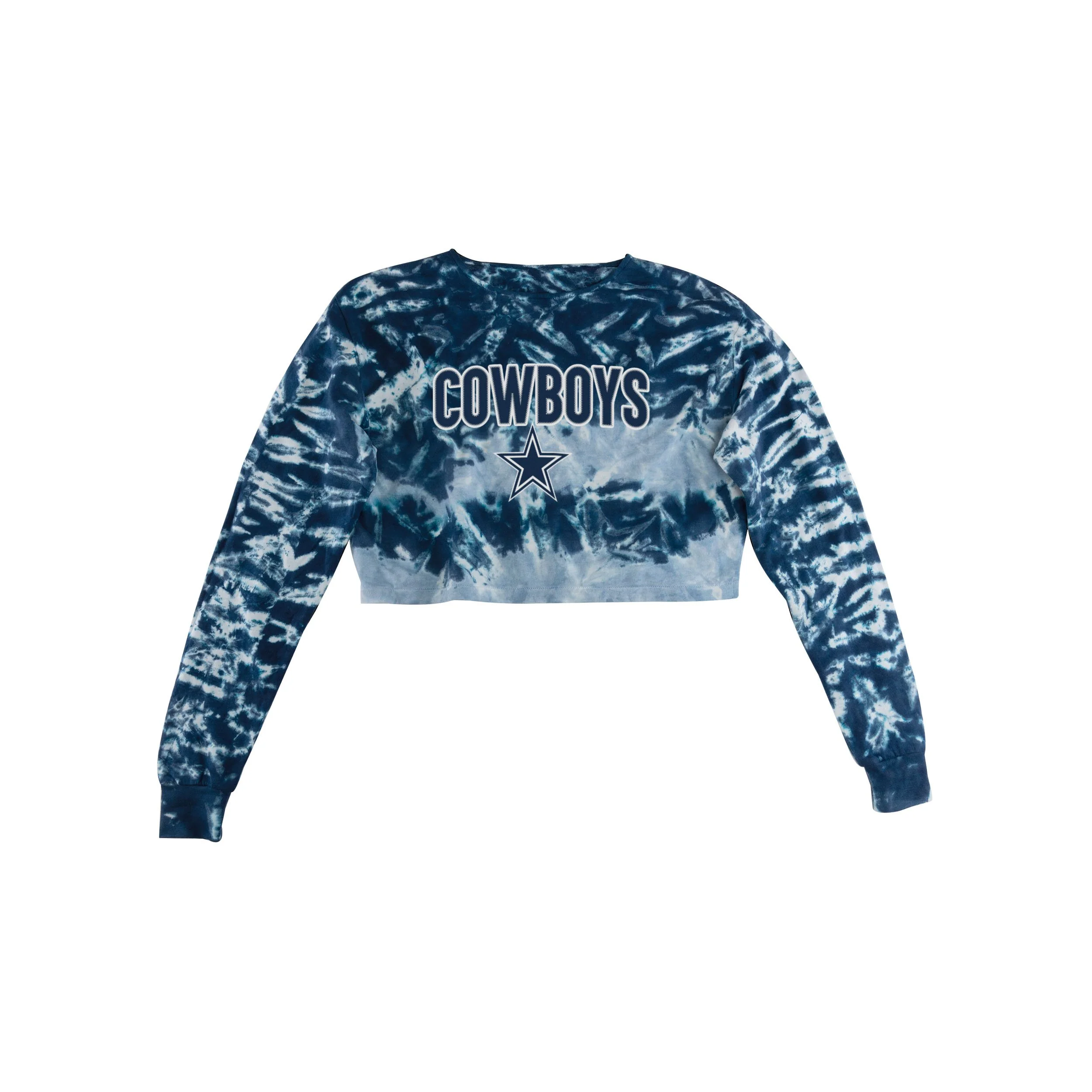 Dallas Cowboys NFL Womens Tie-Dye Rush Cropped Sweater - Image 3