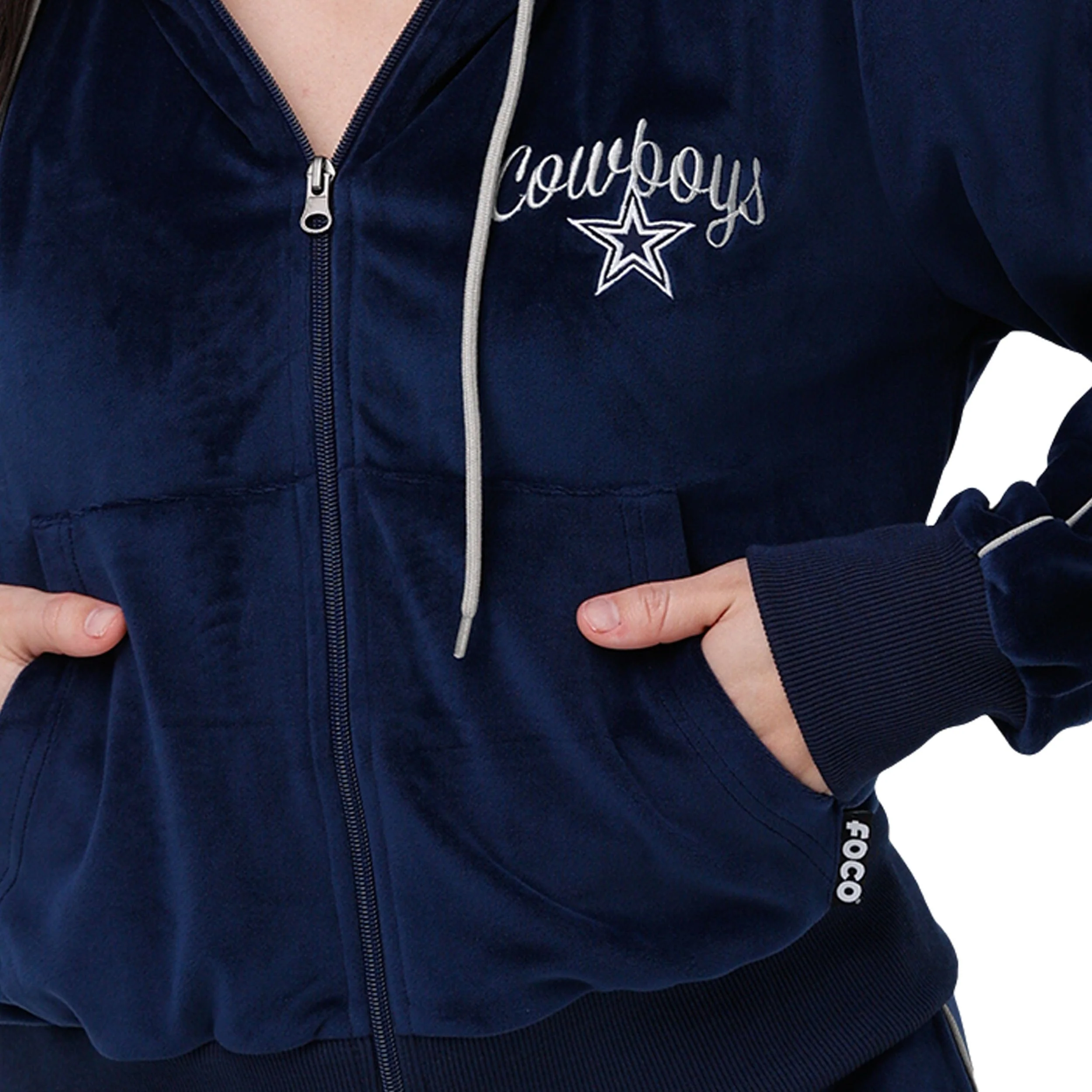 Dallas Cowboys NFL Womens Velour Zip Up Top - Image 3
