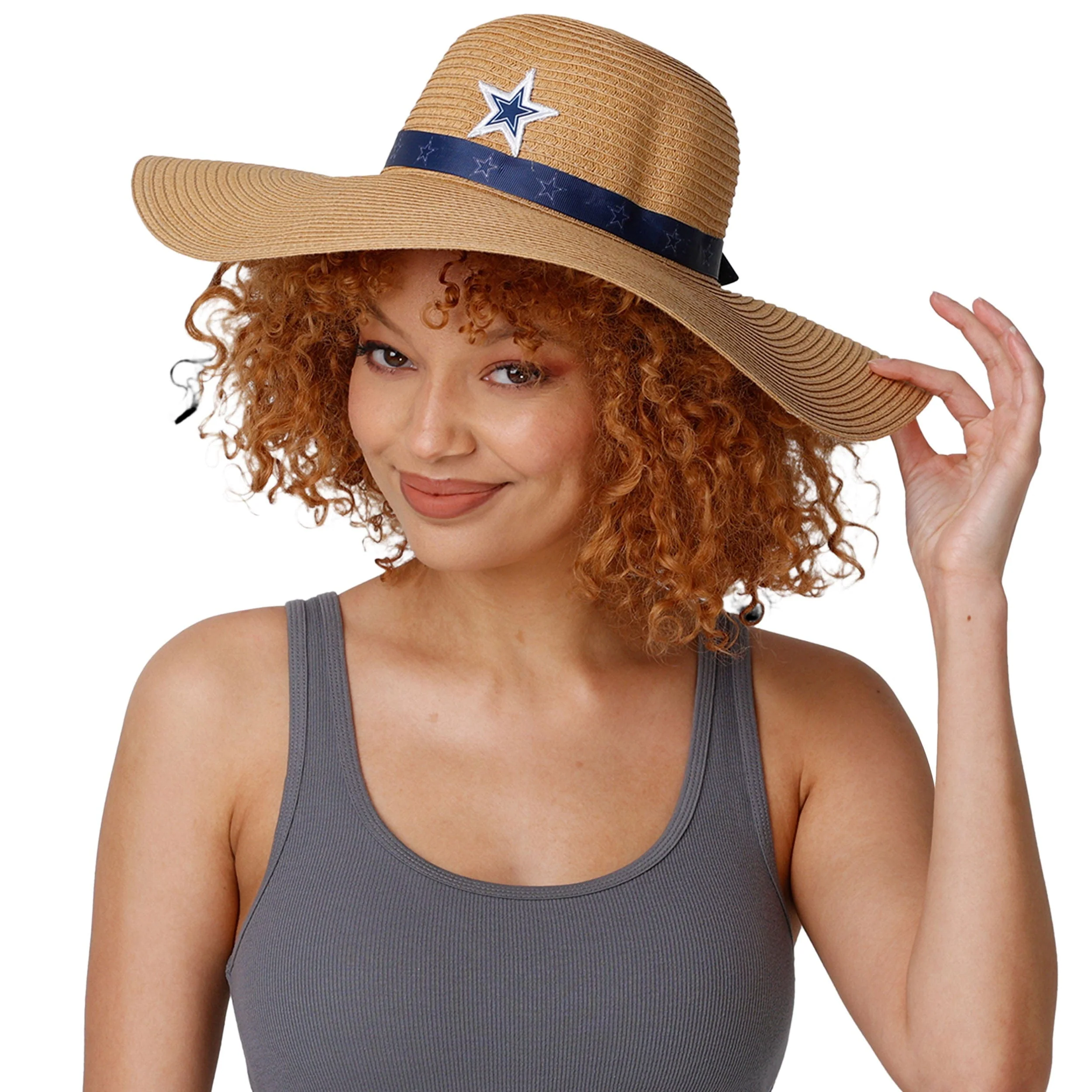 Dallas Cowboys NFL Womens Wordmark Beach Straw Hat - Image 3