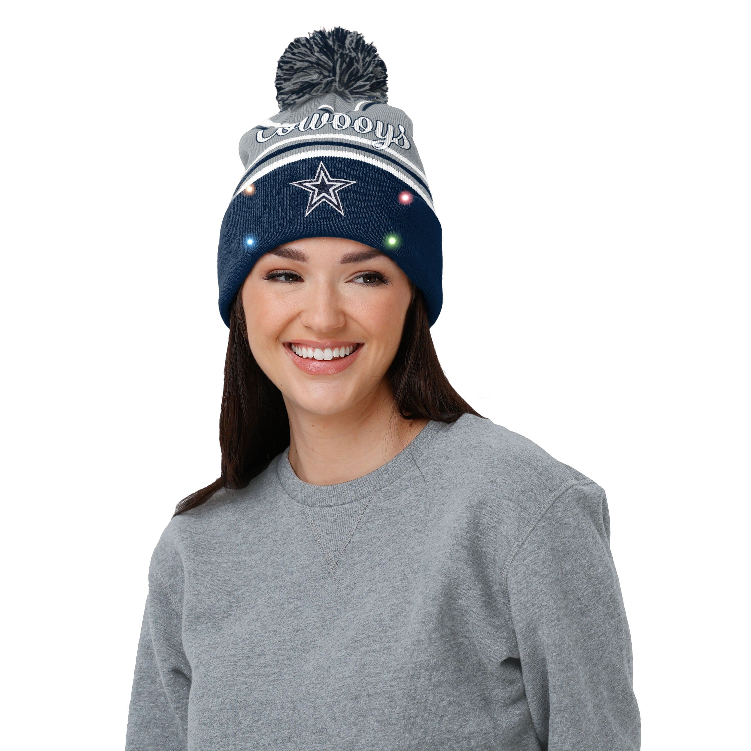 Dallas Cowboys NFL Womens Wordmark Script Light Up Beanie - Image 3