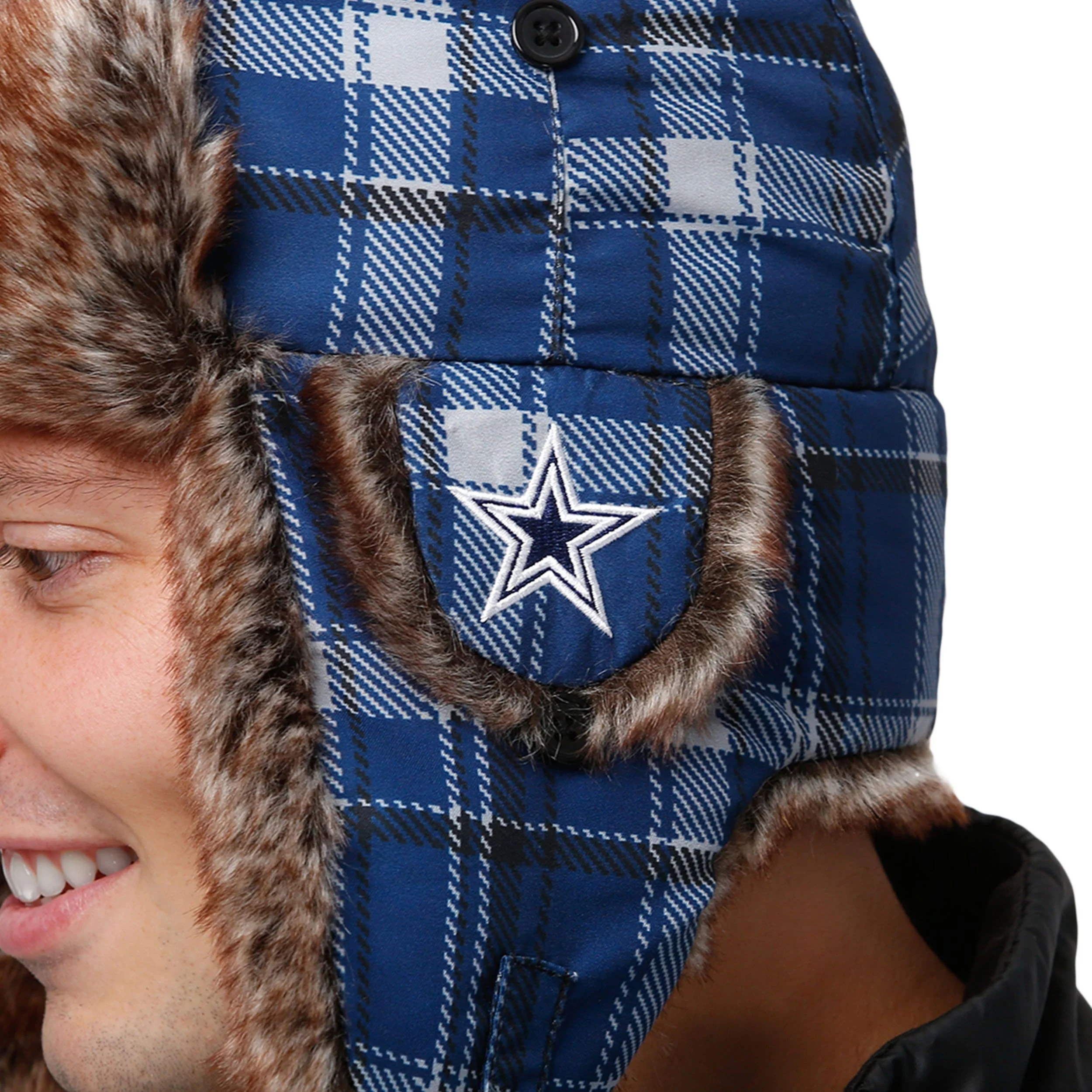 Dallas Cowboys NFL Wordmark Flannel Trapper Hat - Image 3