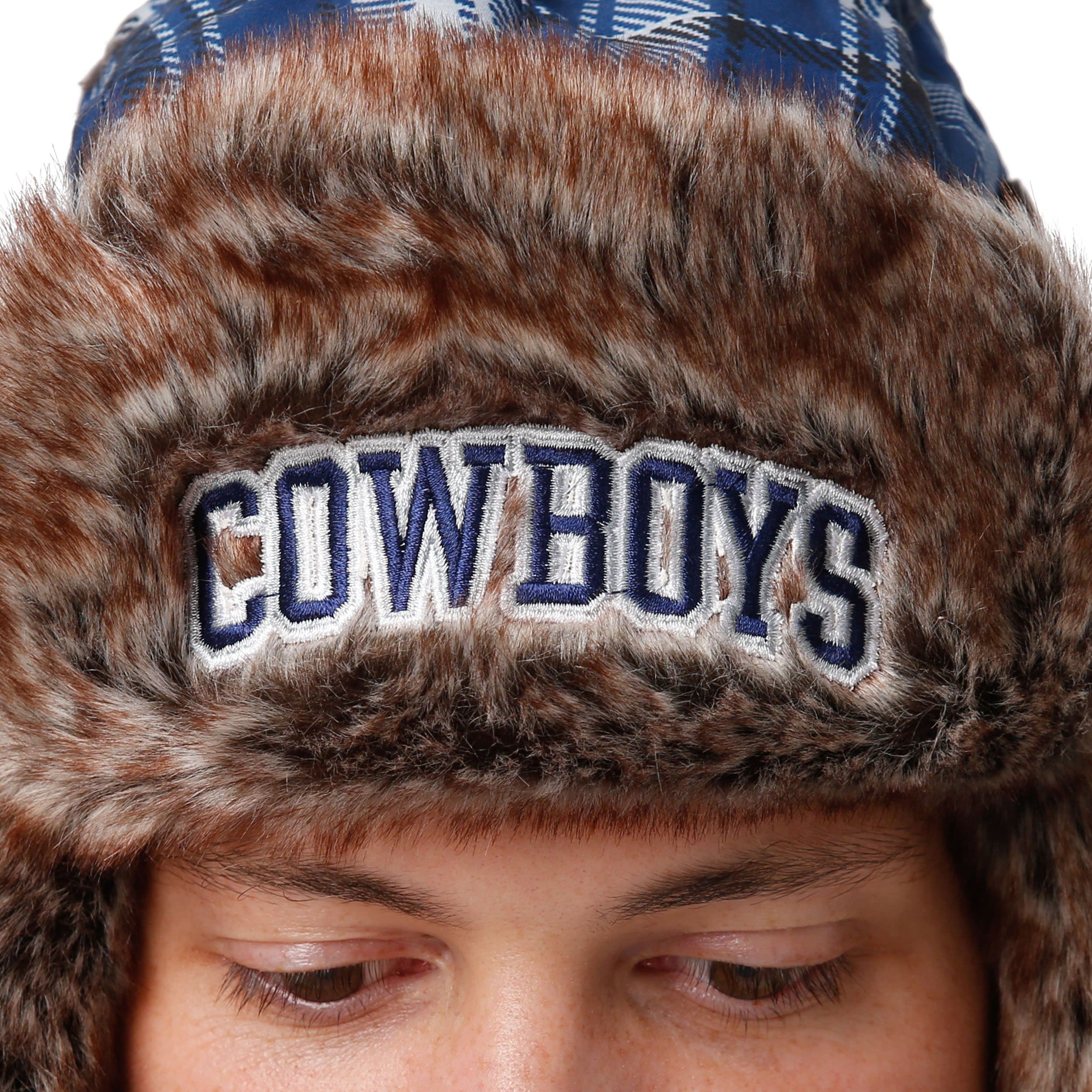 Dallas Cowboys NFL Wordmark Flannel Trapper Hat - Image 4