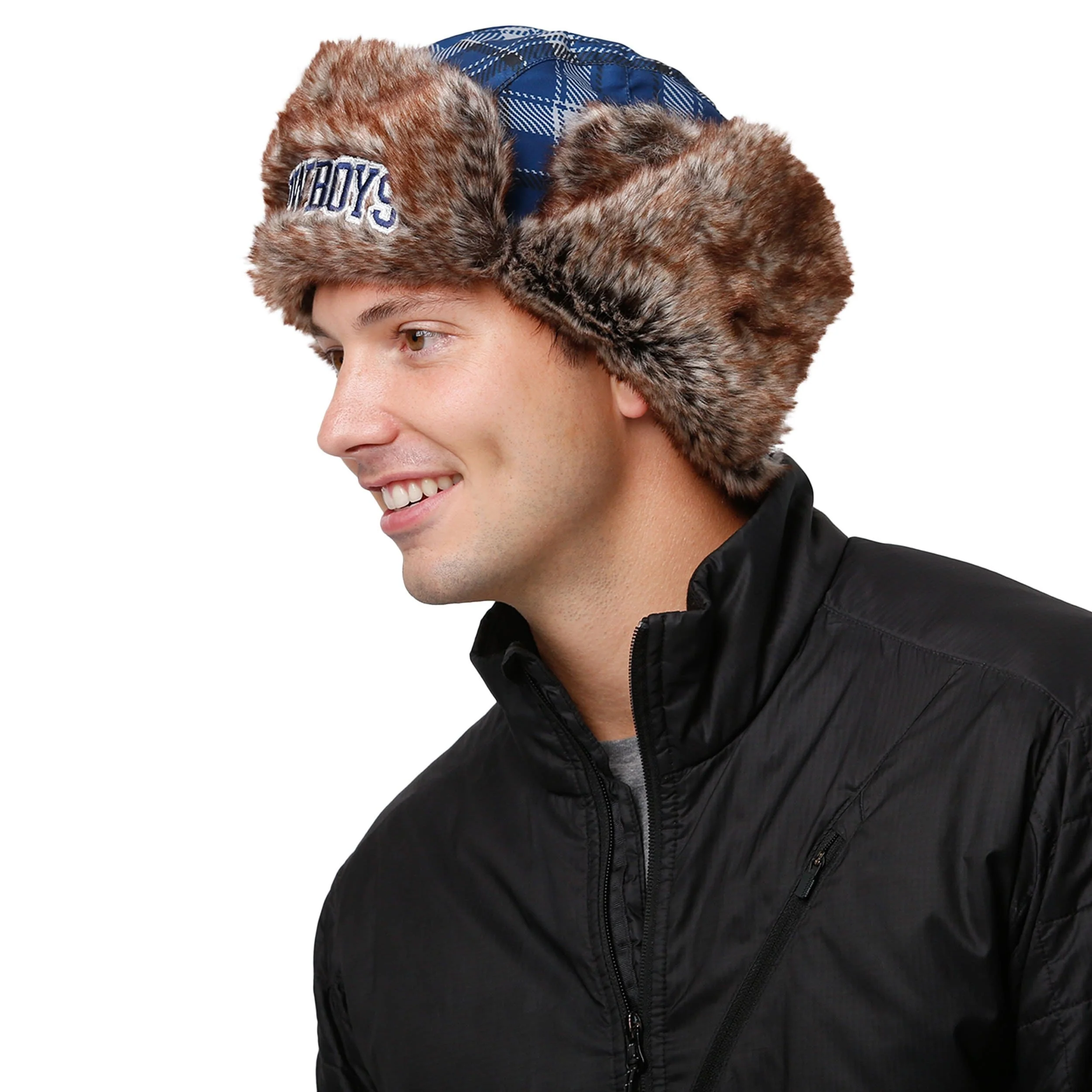 Dallas Cowboys NFL Wordmark Flannel Trapper Hat - Image 5