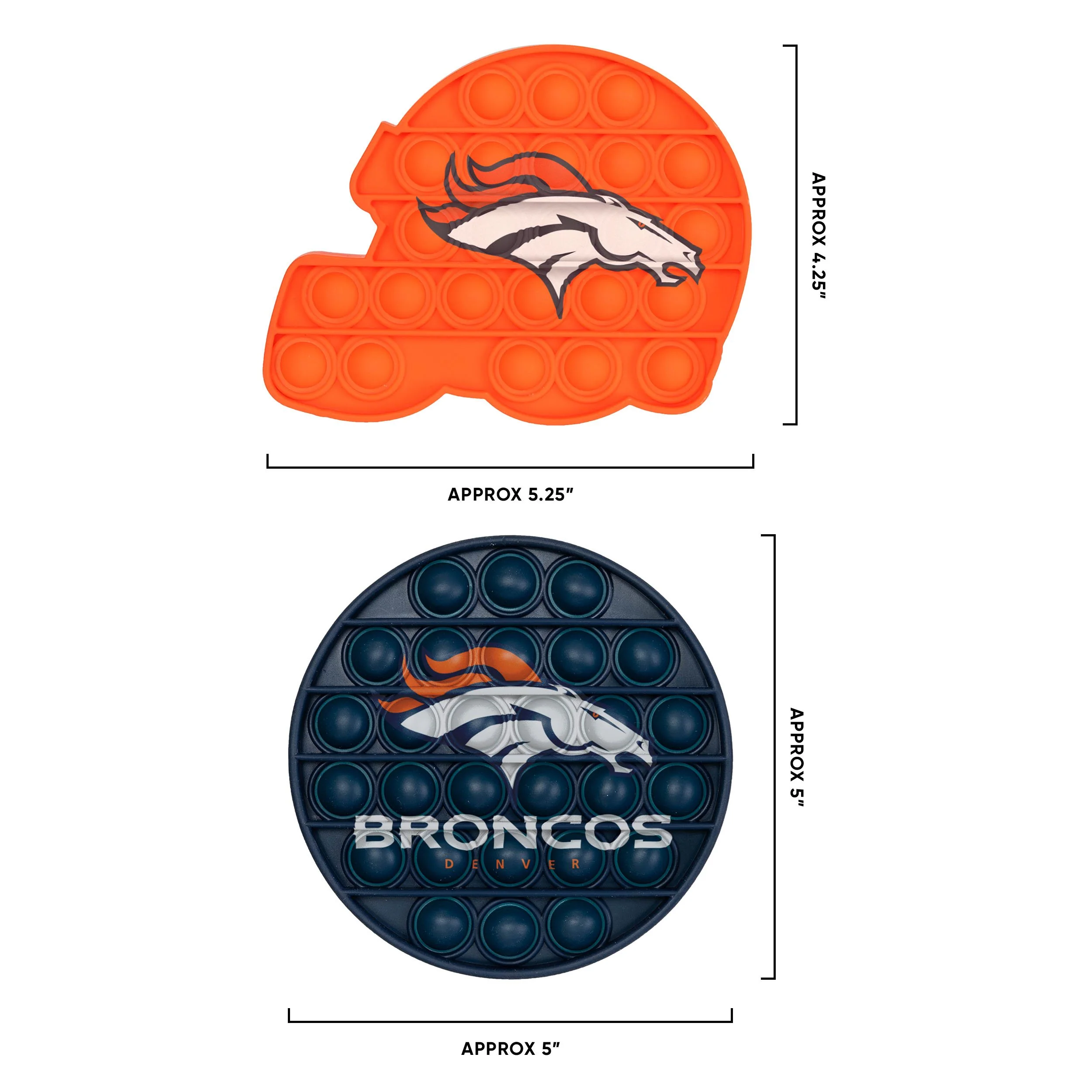 Denver Broncos NFL 2 Pack Helmet & Circle Push-Itz Fidget - Image 2