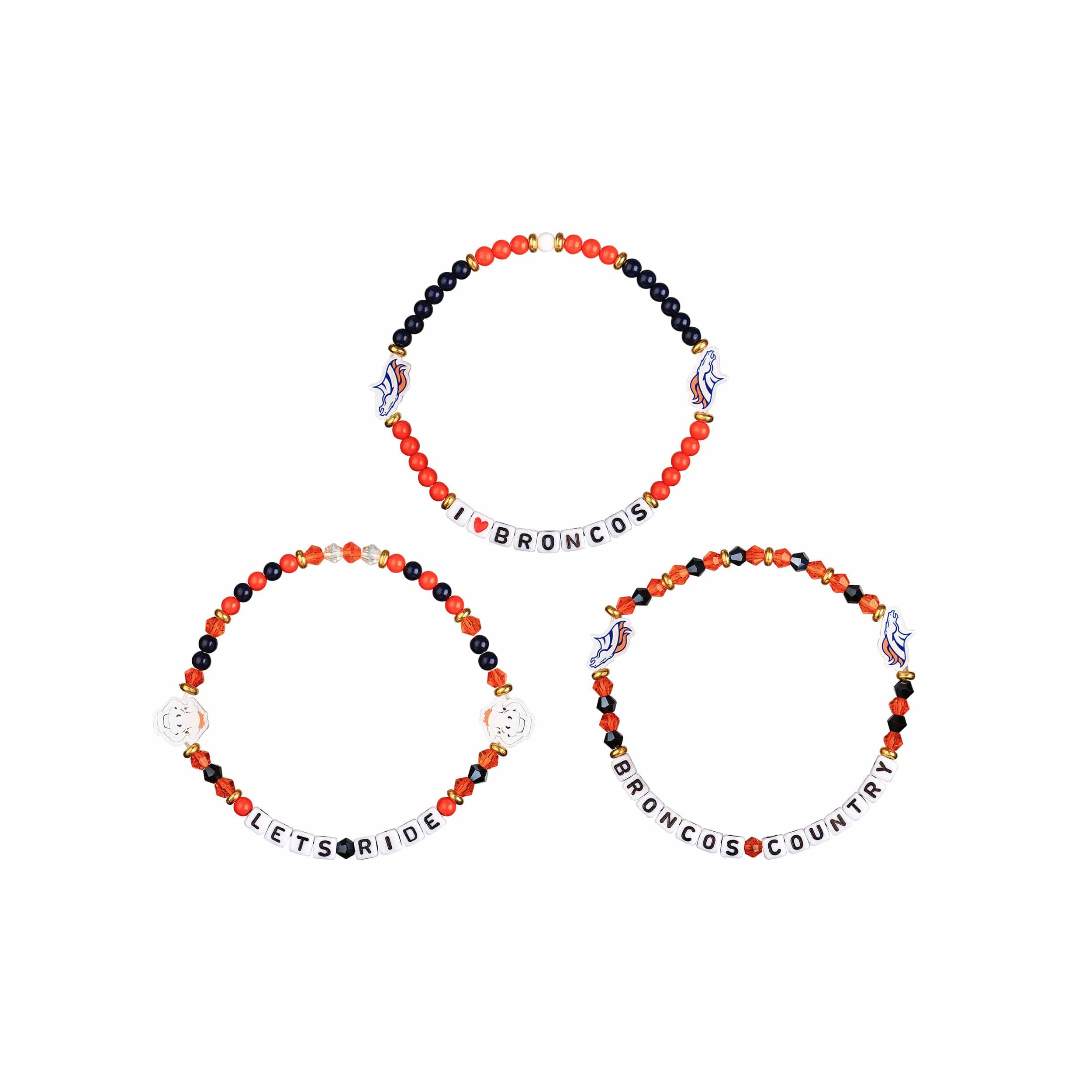 Denver Broncos NFL 3 Pack Friendship Bracelet - Image 3