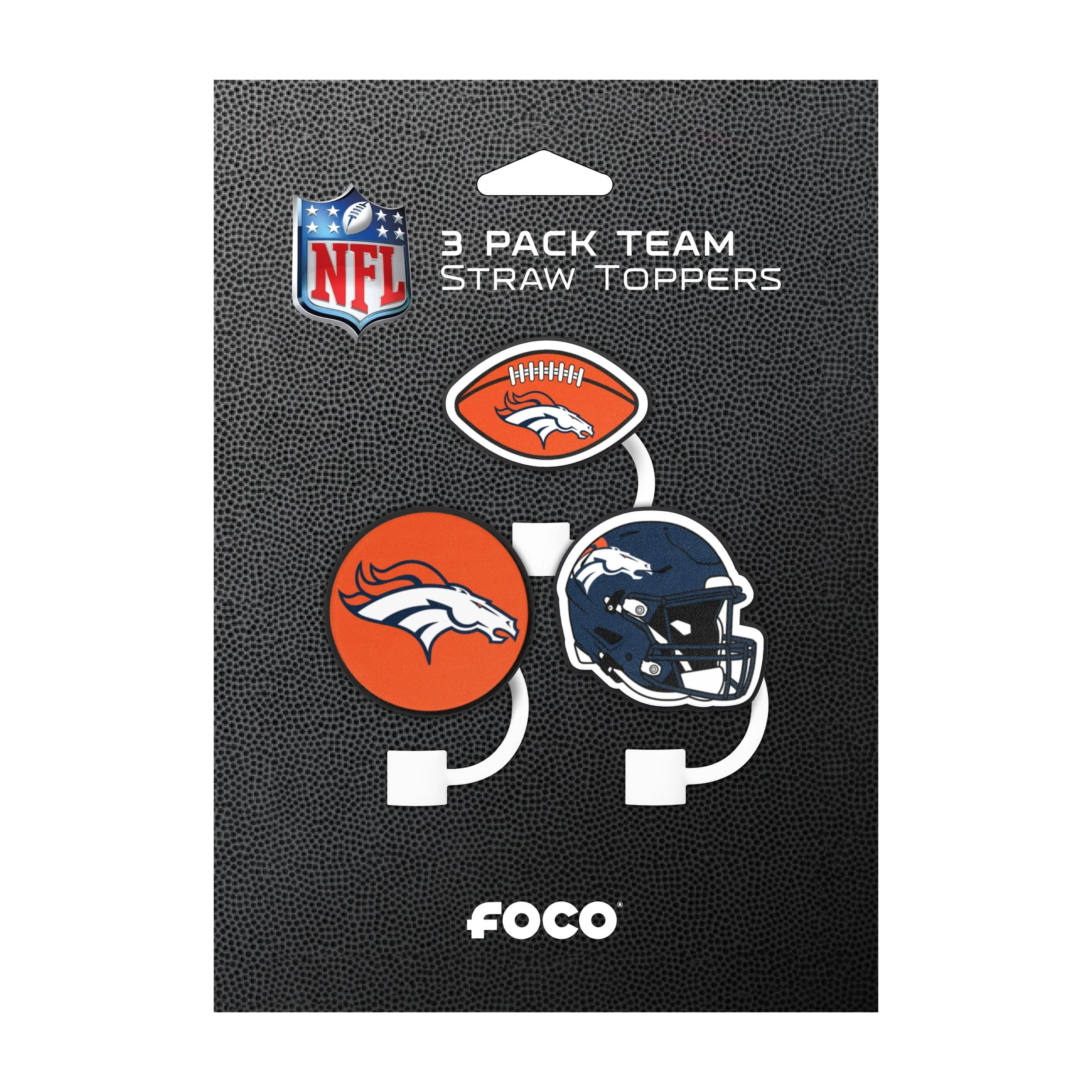 Denver Broncos NFL 3 Pack Primary Logo Straw Toppers - Image 6