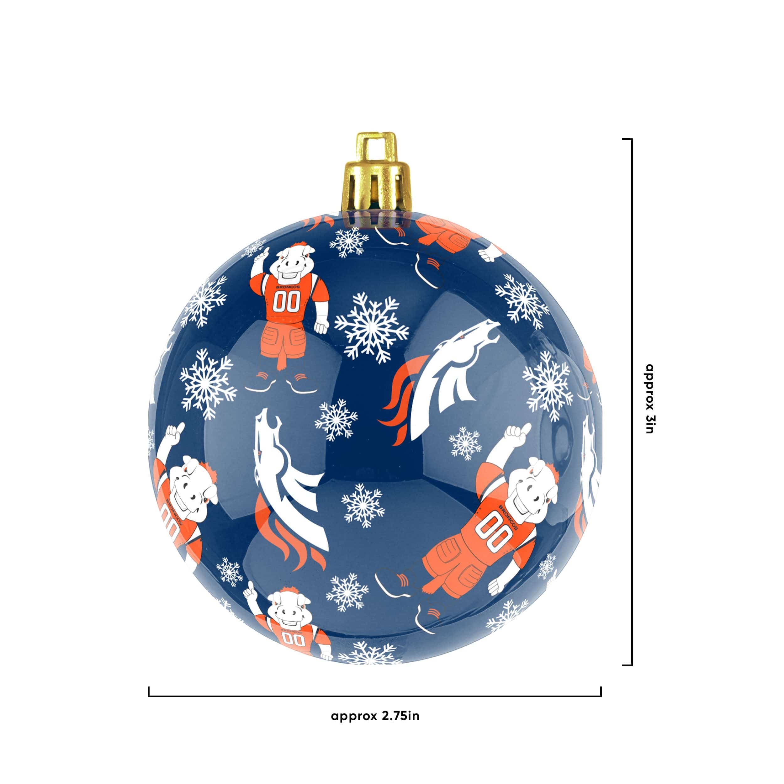 Denver Broncos NFL 4 Pack Ball Mascot Ornament Set - Image 3