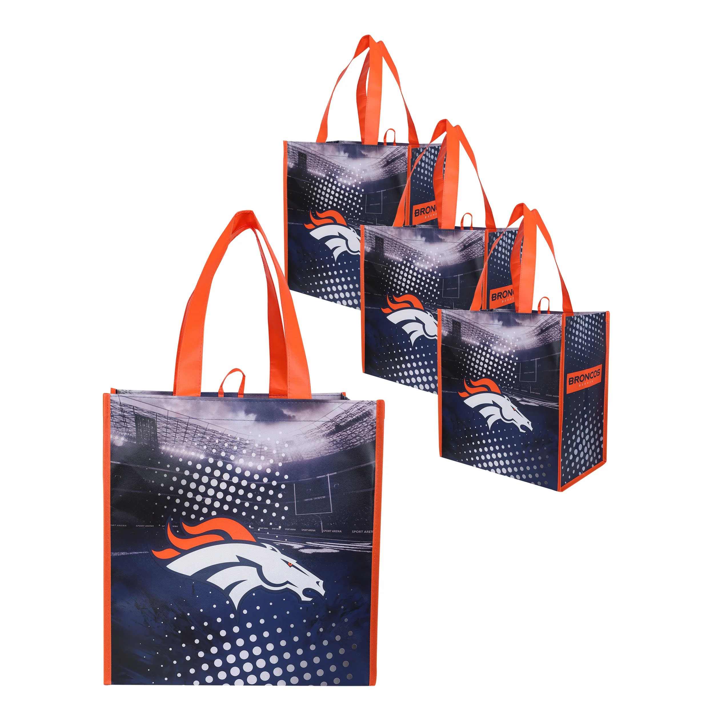 Denver Broncos NFL 4 Pack Reusable Shopping Bag - Image 2