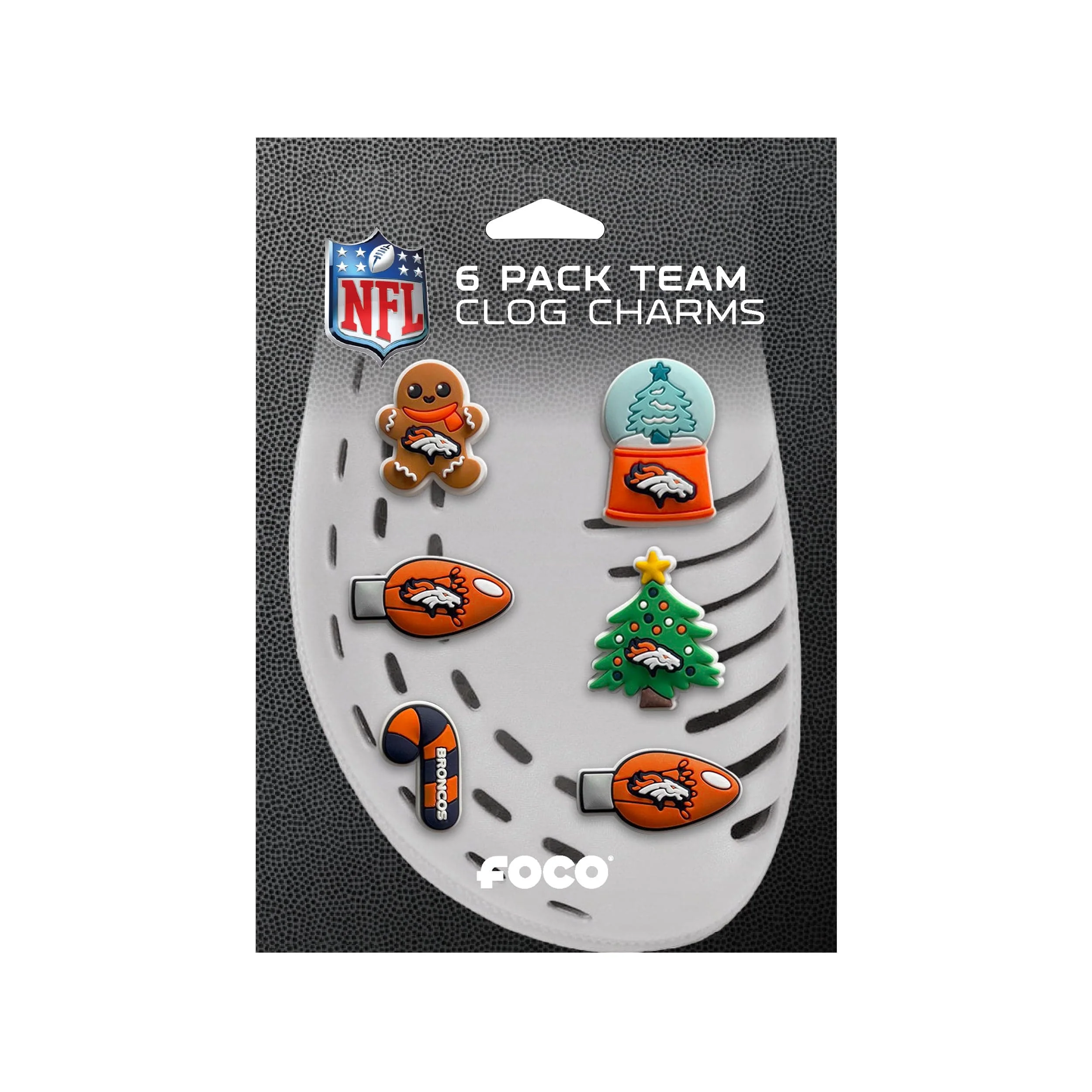 Denver Broncos NFL 6 Pack Holiday Team Clog Charms - Image 5