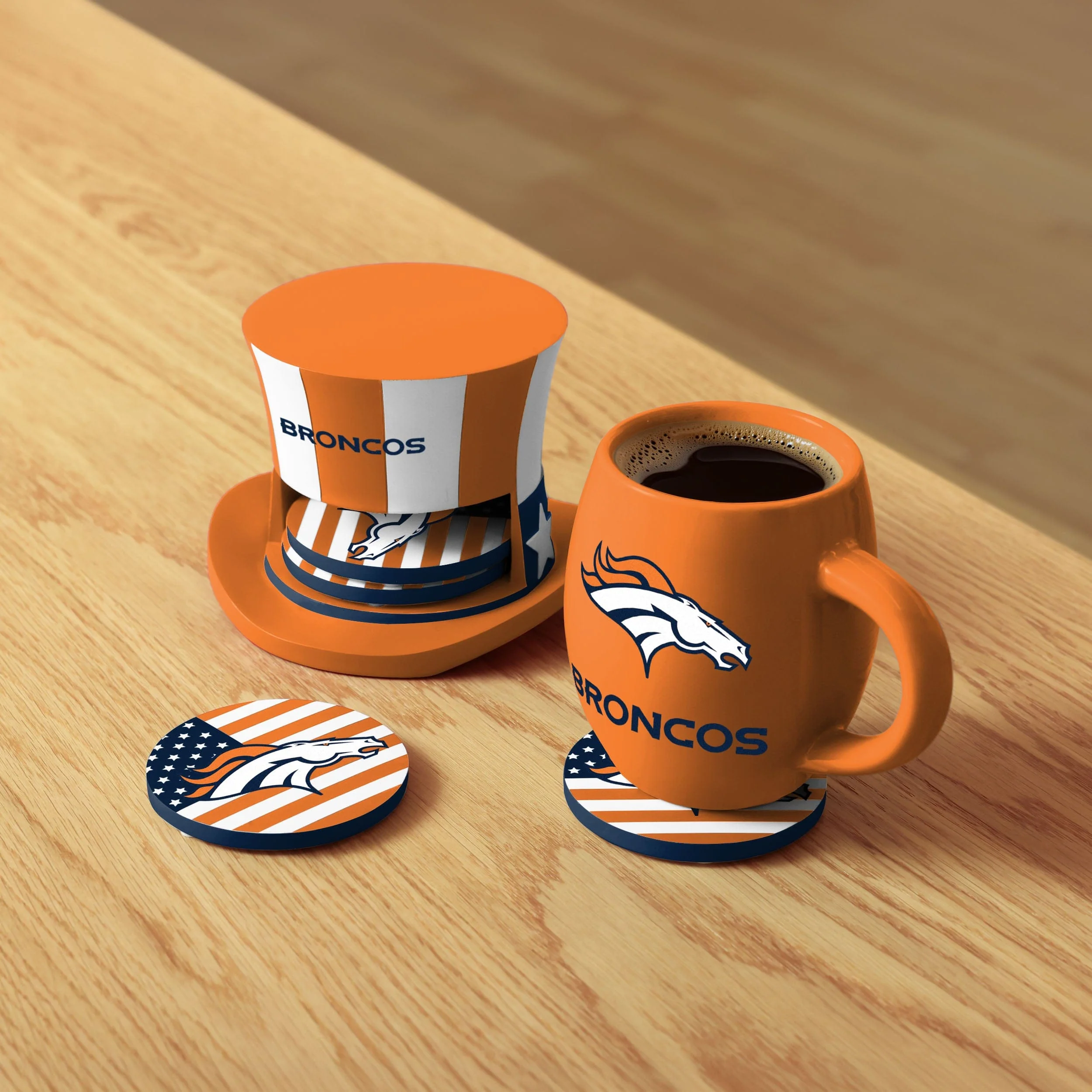 Denver Broncos NFL Americana Resin Coaster Set - Image 2