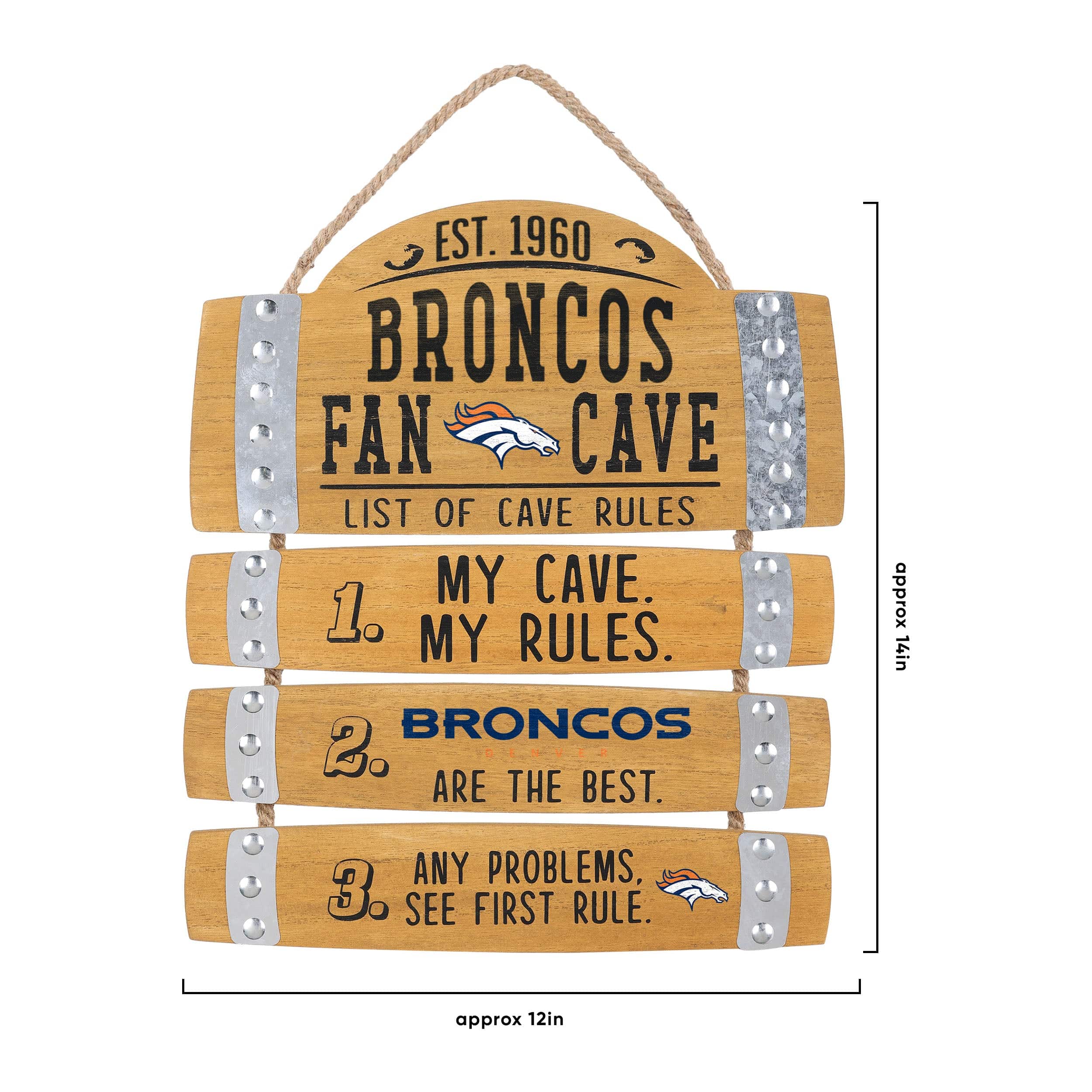 Denver Broncos NFL Barrel Slat Mancave Sign - Image 3