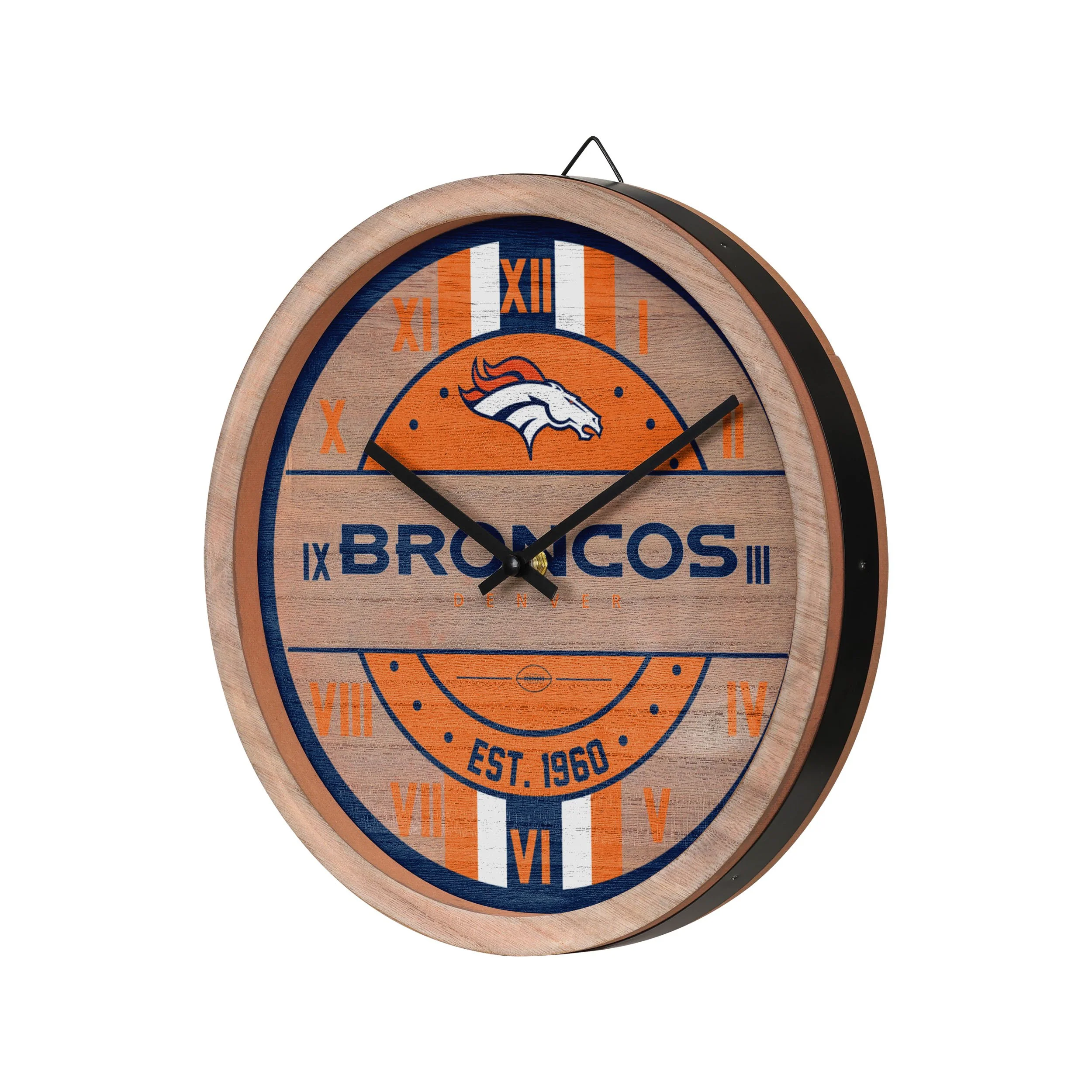 Denver Broncos NFL Barrel Wall Clock - Image 2