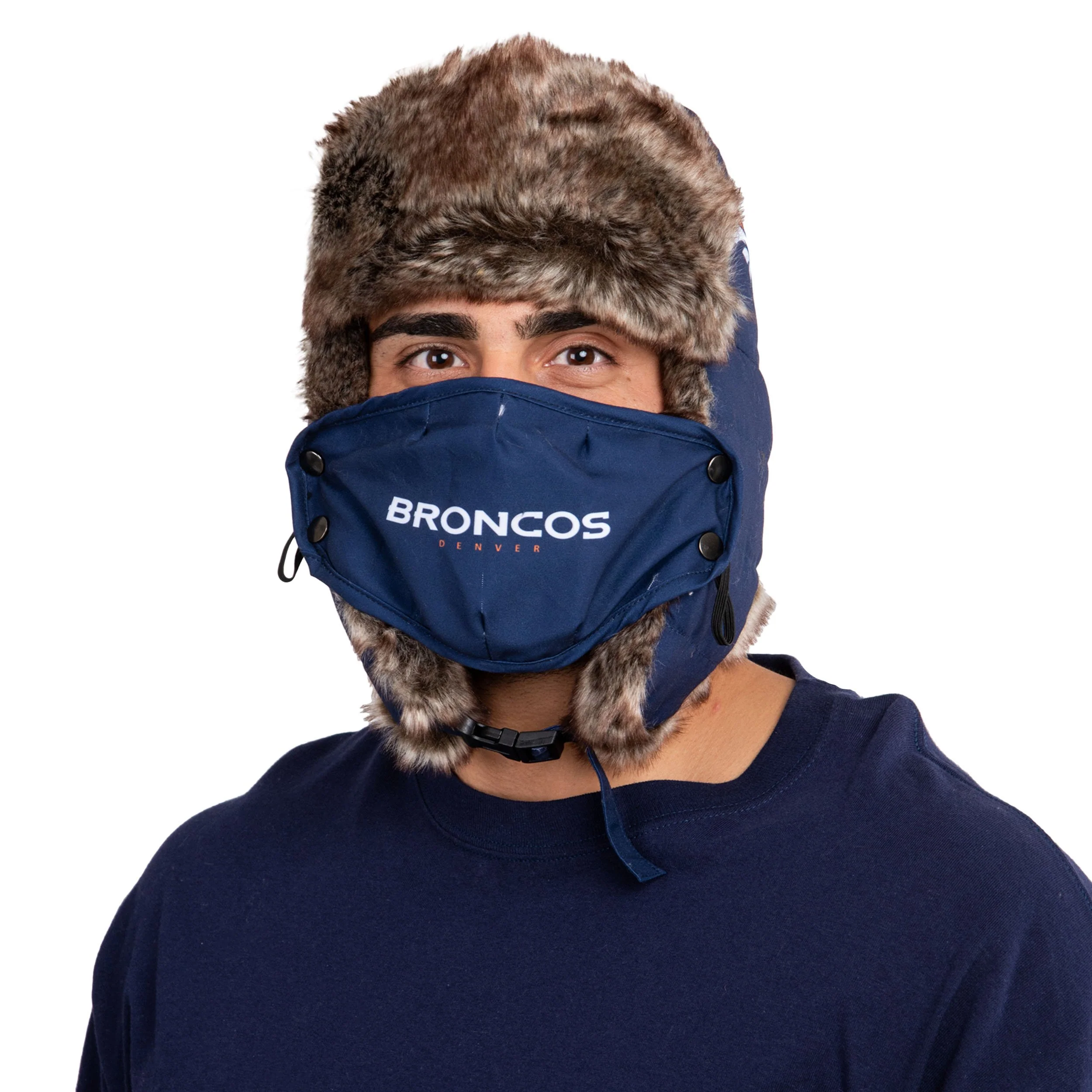 Denver Broncos NFL Big Logo Trapper Hat With Face Cover - Image 2