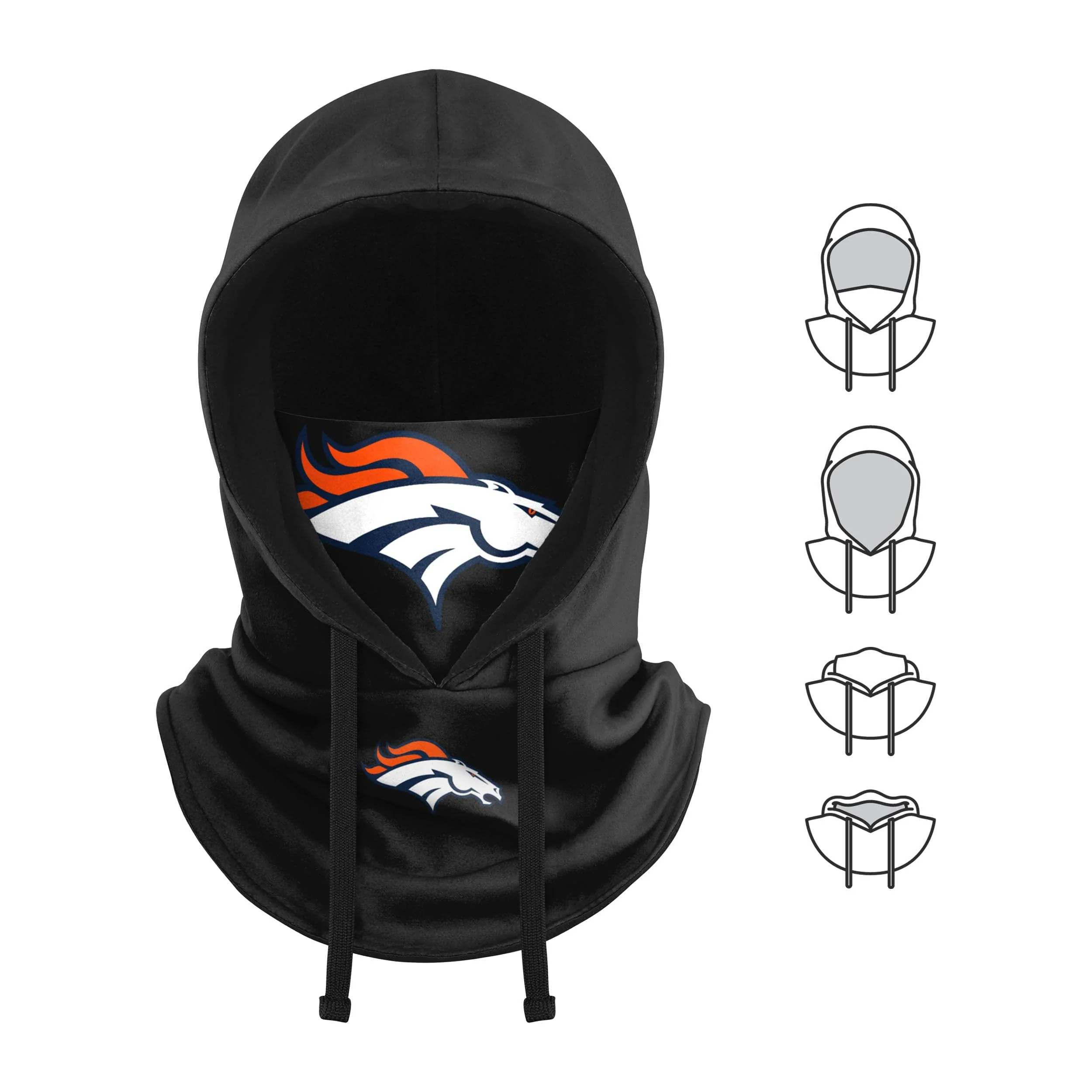 Denver Broncos NFL Black Drawstring Hooded Gaiter - Image 5