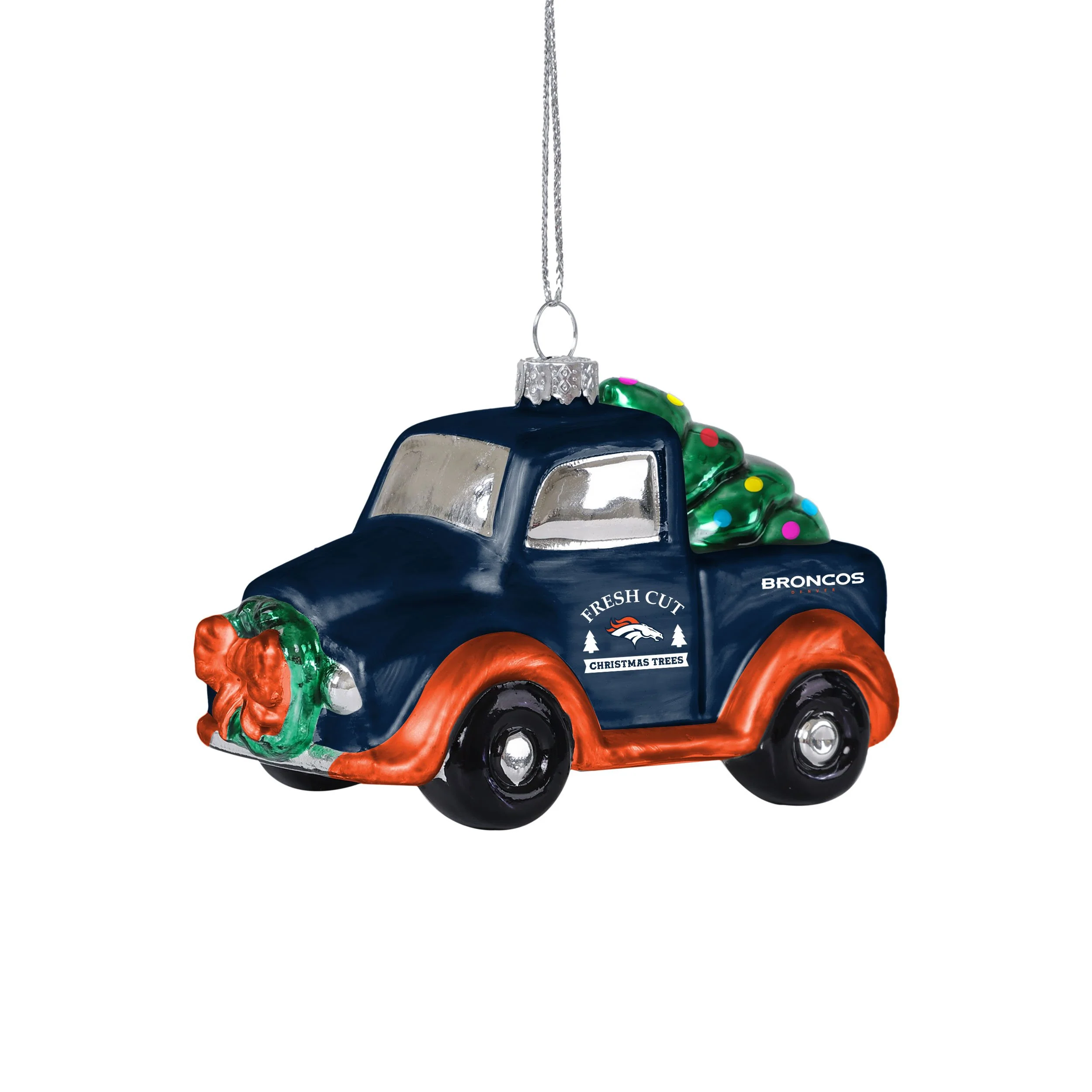 Denver Broncos NFL Blown Glass Truck Ornament - Image 2