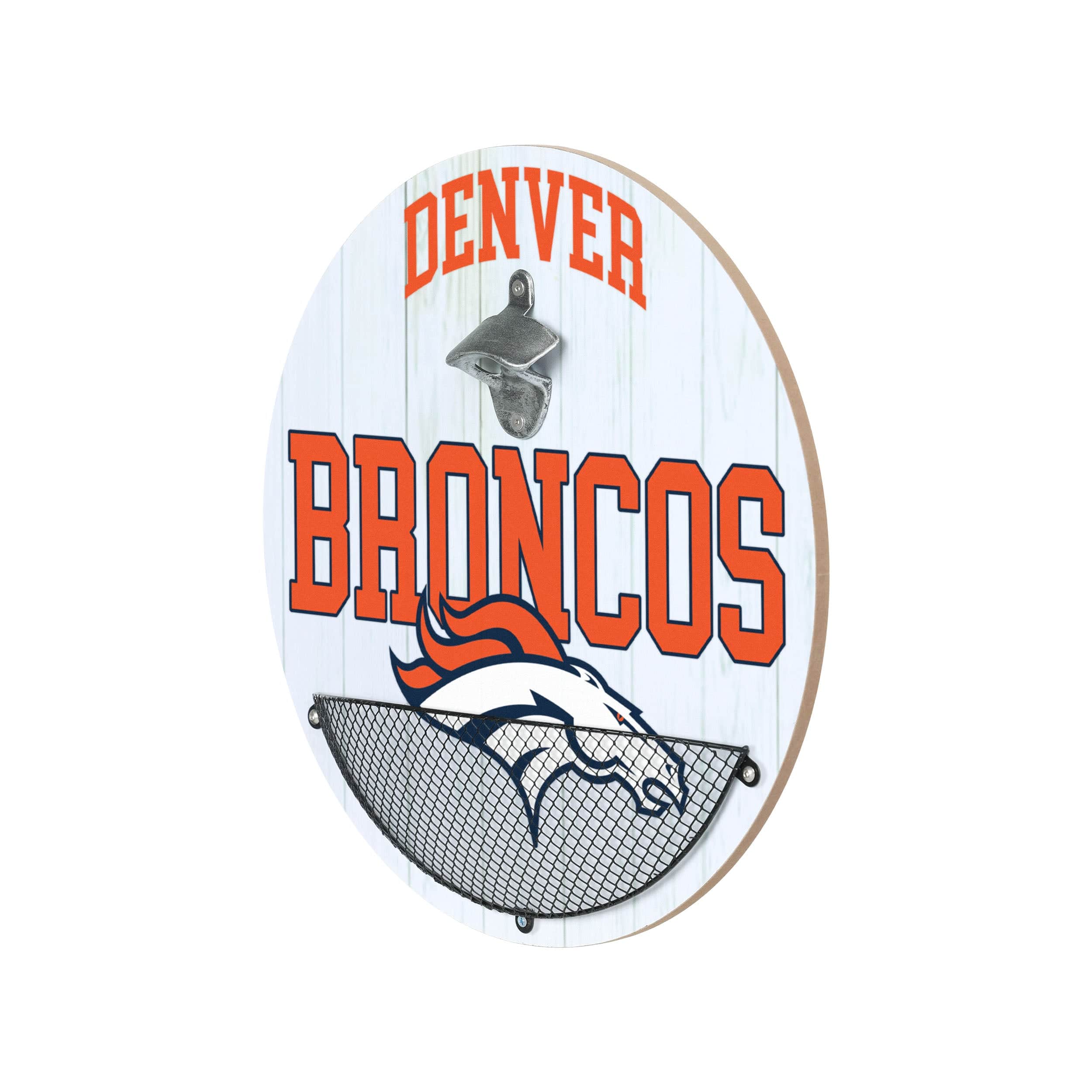 Denver Broncos NFL Bottle Opener Cap Catcher Wall Sign - Image 2