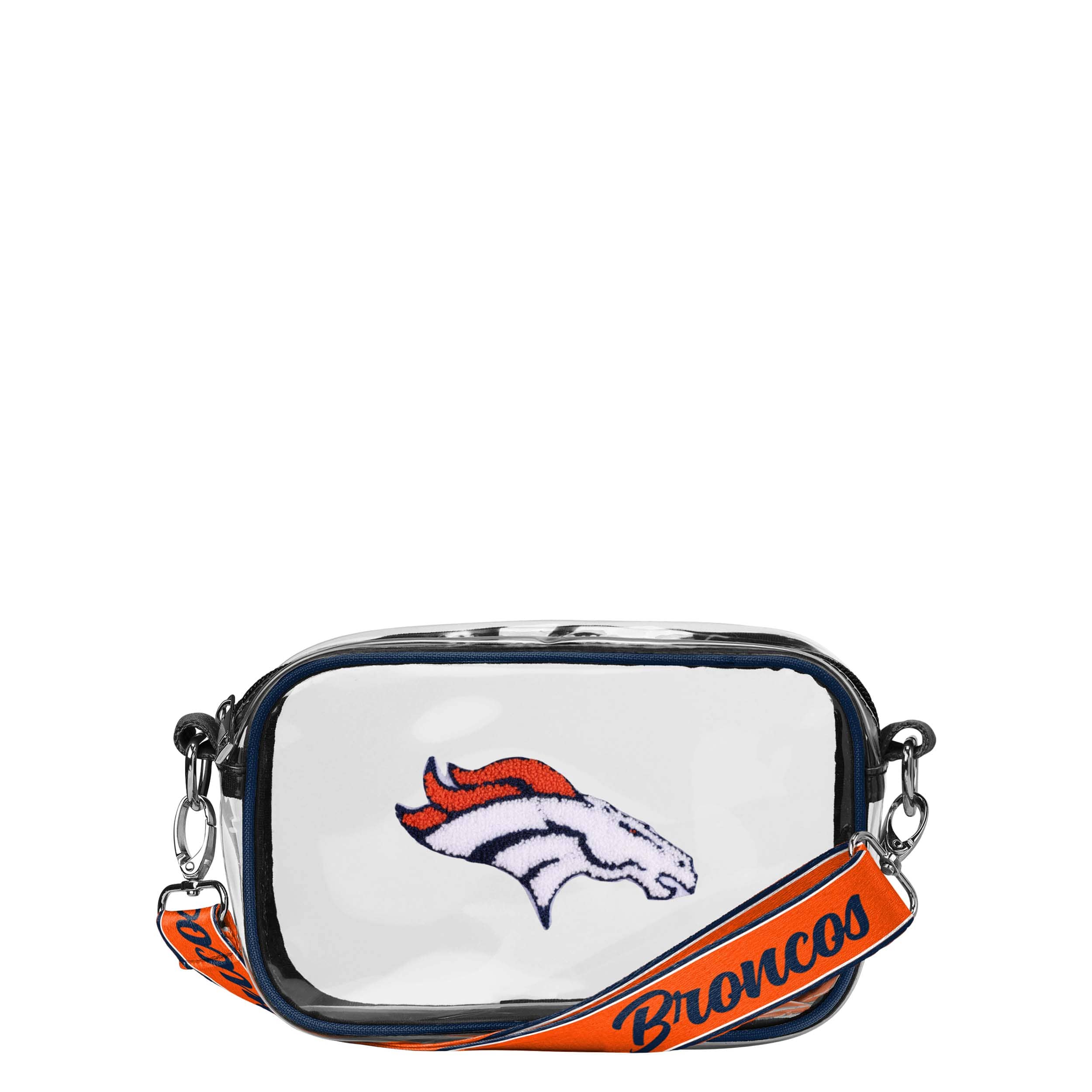Denver Broncos NFL Chenille Logo Clear Crossbody Bag (PREORDER - SHIPS EARLY JUNE)