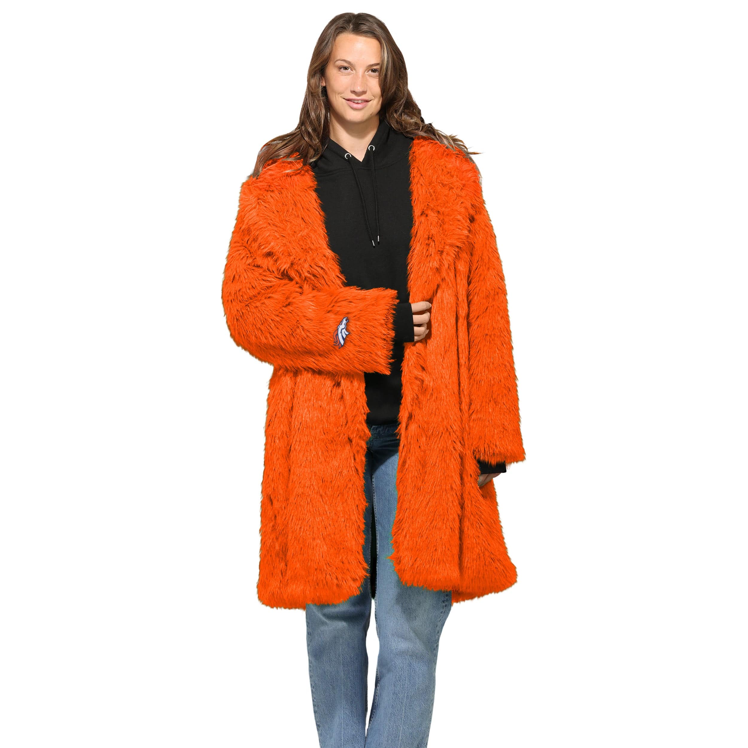 Denver Broncos NFL Faux Fur Long Jacket - Image 2