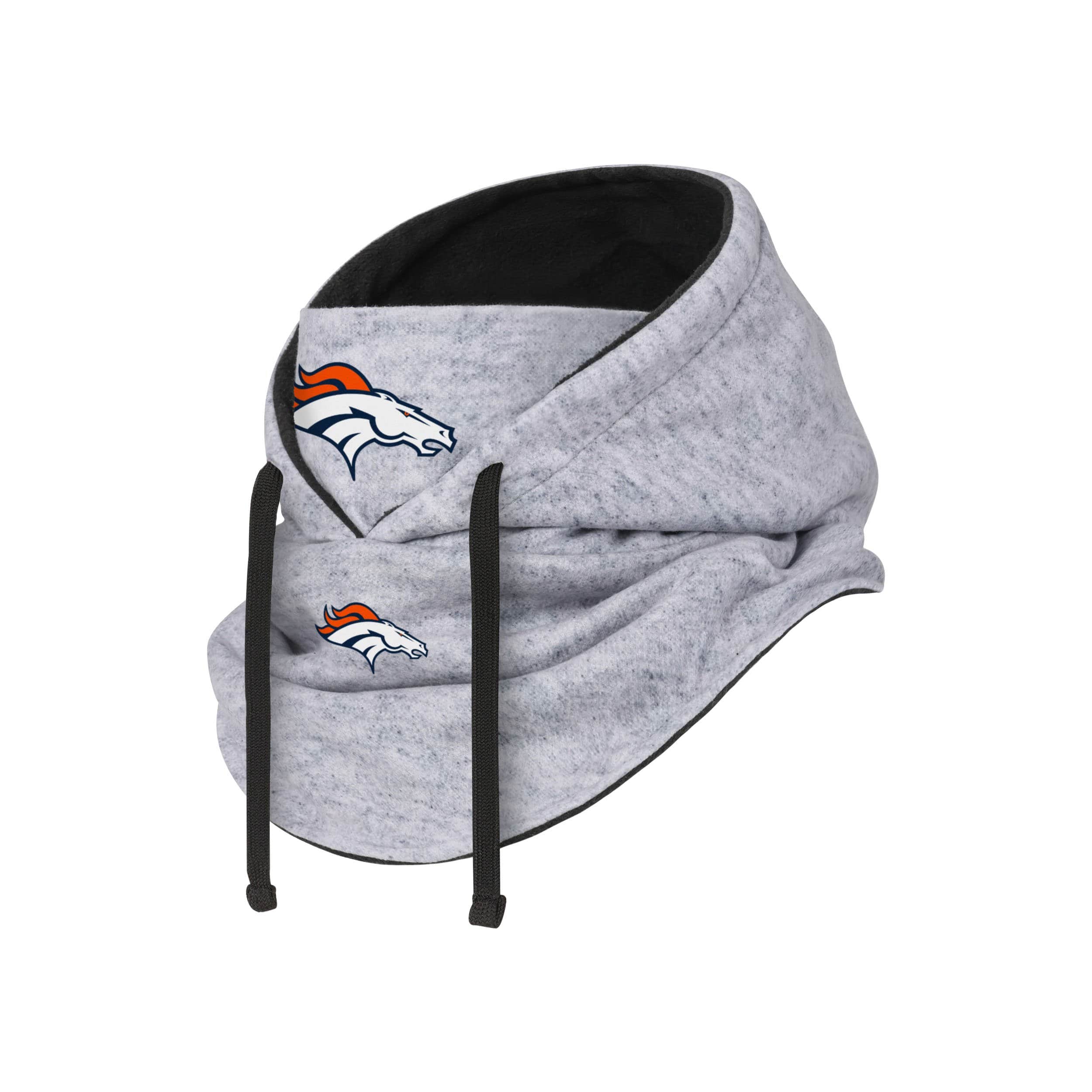 Denver Broncos NFL Heather Gray Drawstring Hooded Gaiter Scarf - Image 2