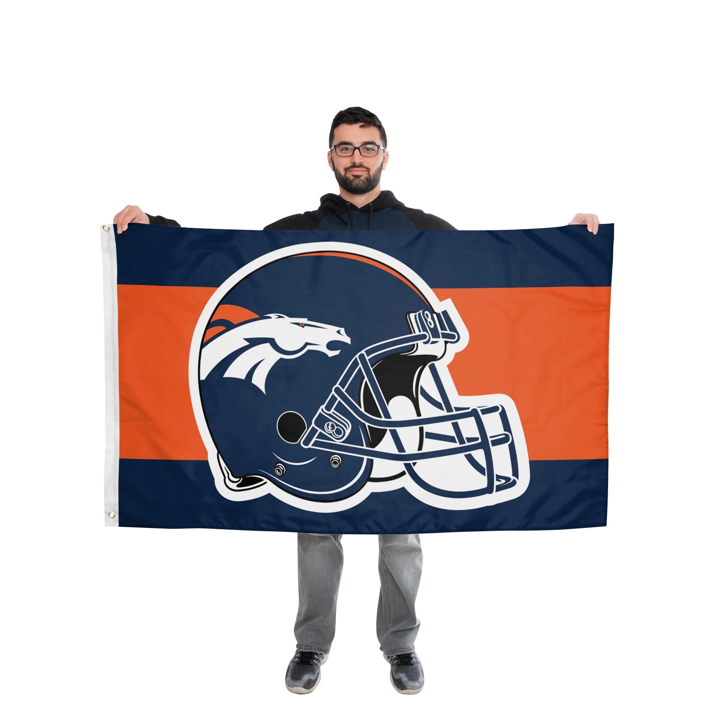Denver Broncos NFL Helmet Horizontal Flag - Image 2