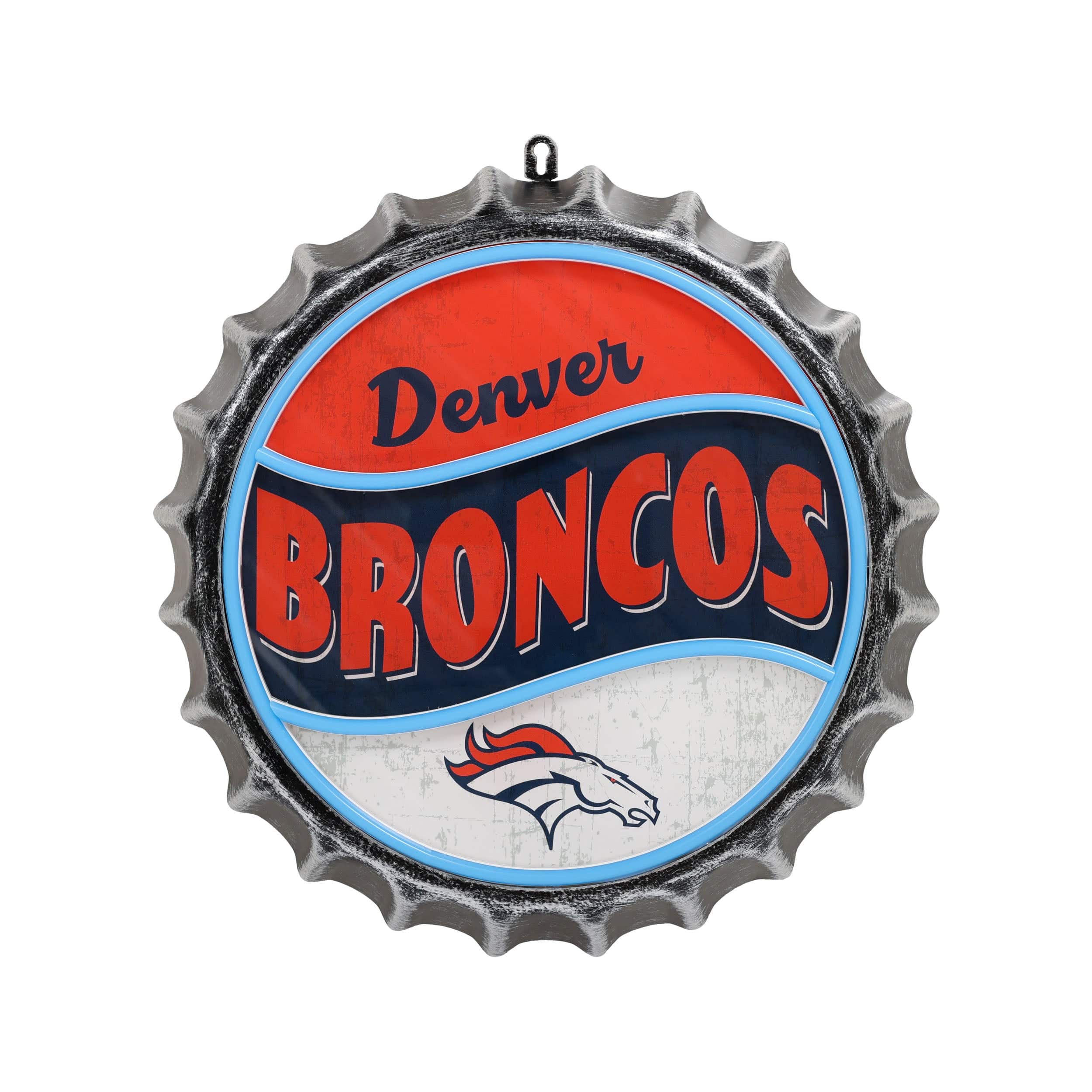 Denver Broncos NFL LED Neon Backlit Bottle Cap Wall Sign