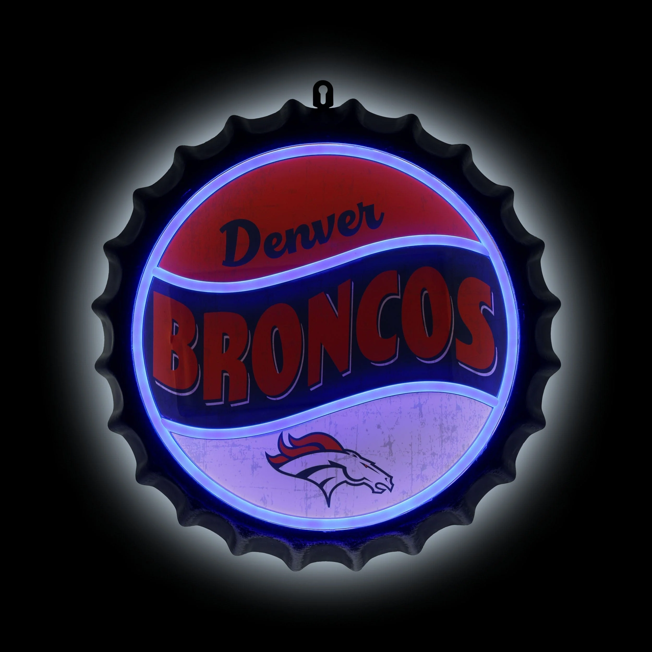 Denver Broncos NFL LED Neon Backlit Bottle Cap Wall Sign - Image 2