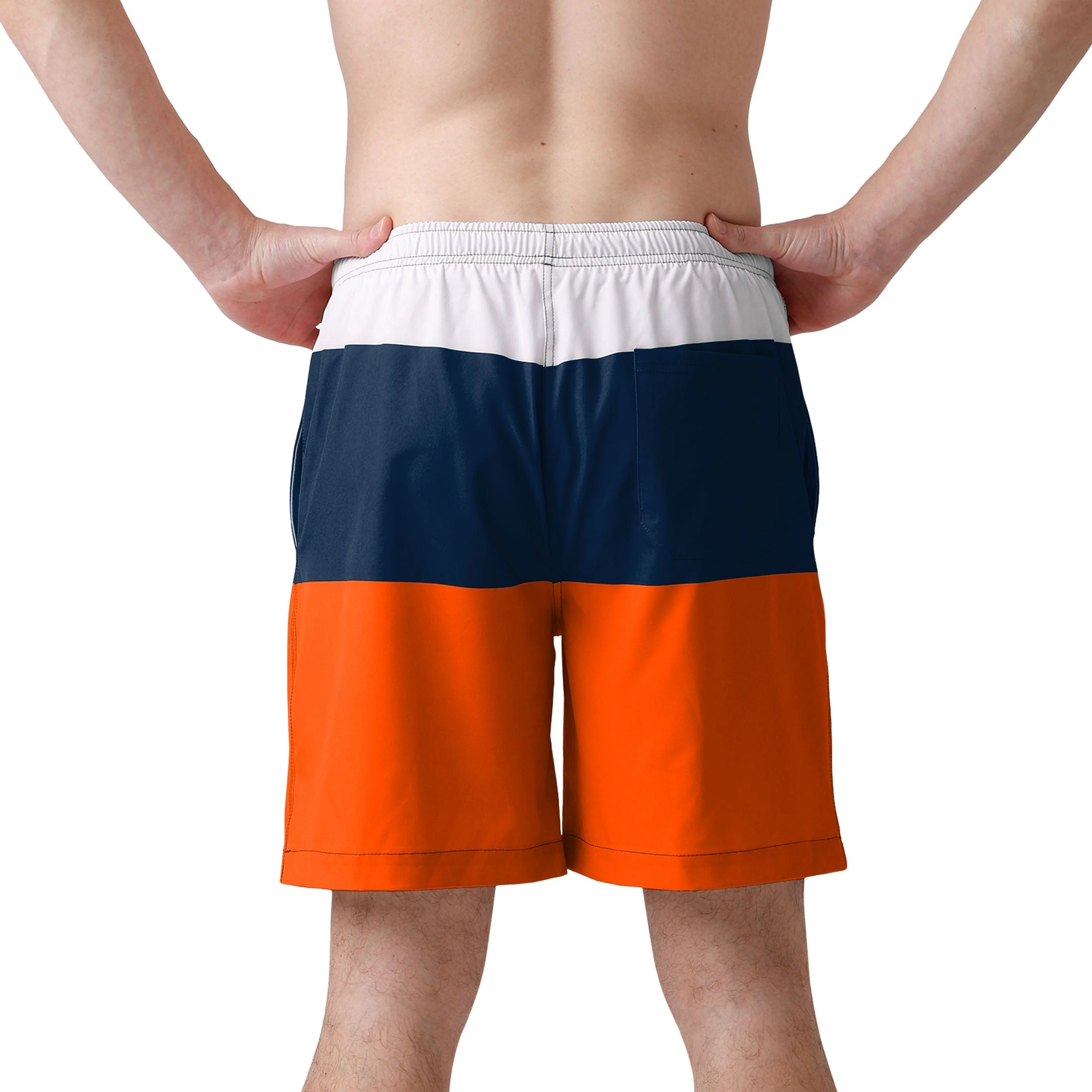 Denver Broncos NFL Mens 3 Stripe Big Logo Swimming Trunks - Image 3