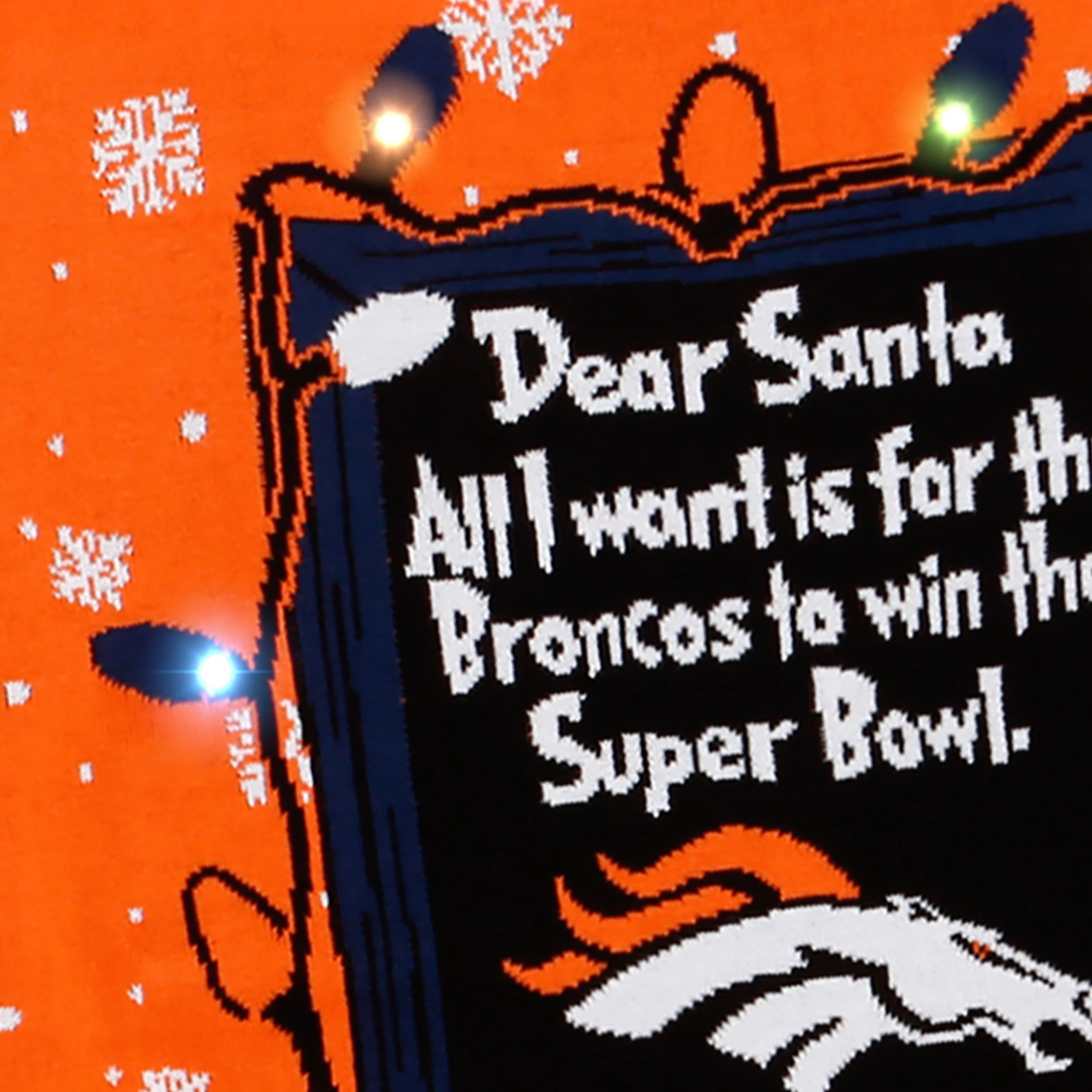 Denver Broncos NFL Mens Dear Santa Light Up Sweater - Image 4