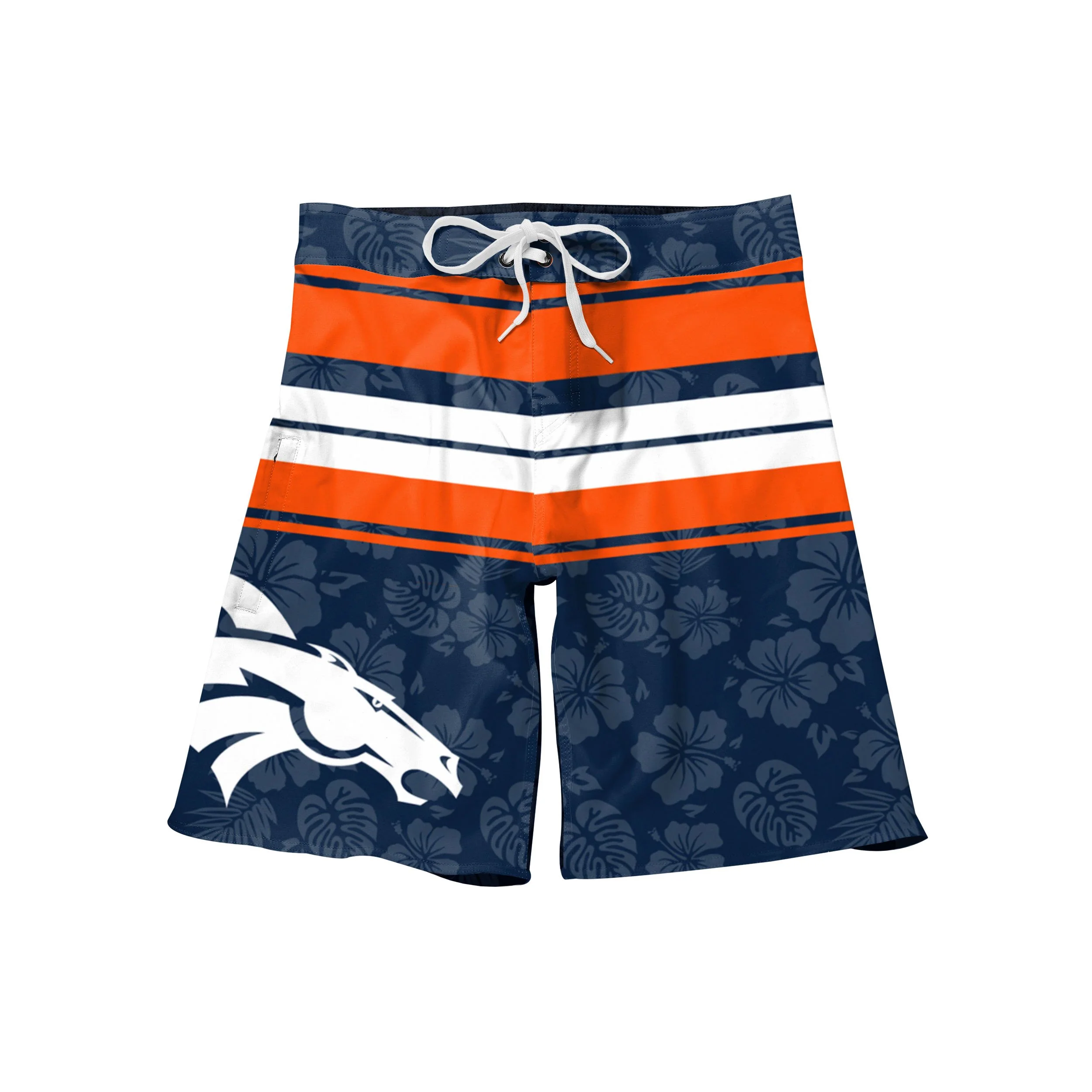 Denver Broncos NFL Mens Hibiscus Boardwalk Stripe Boardshorts - Image 4