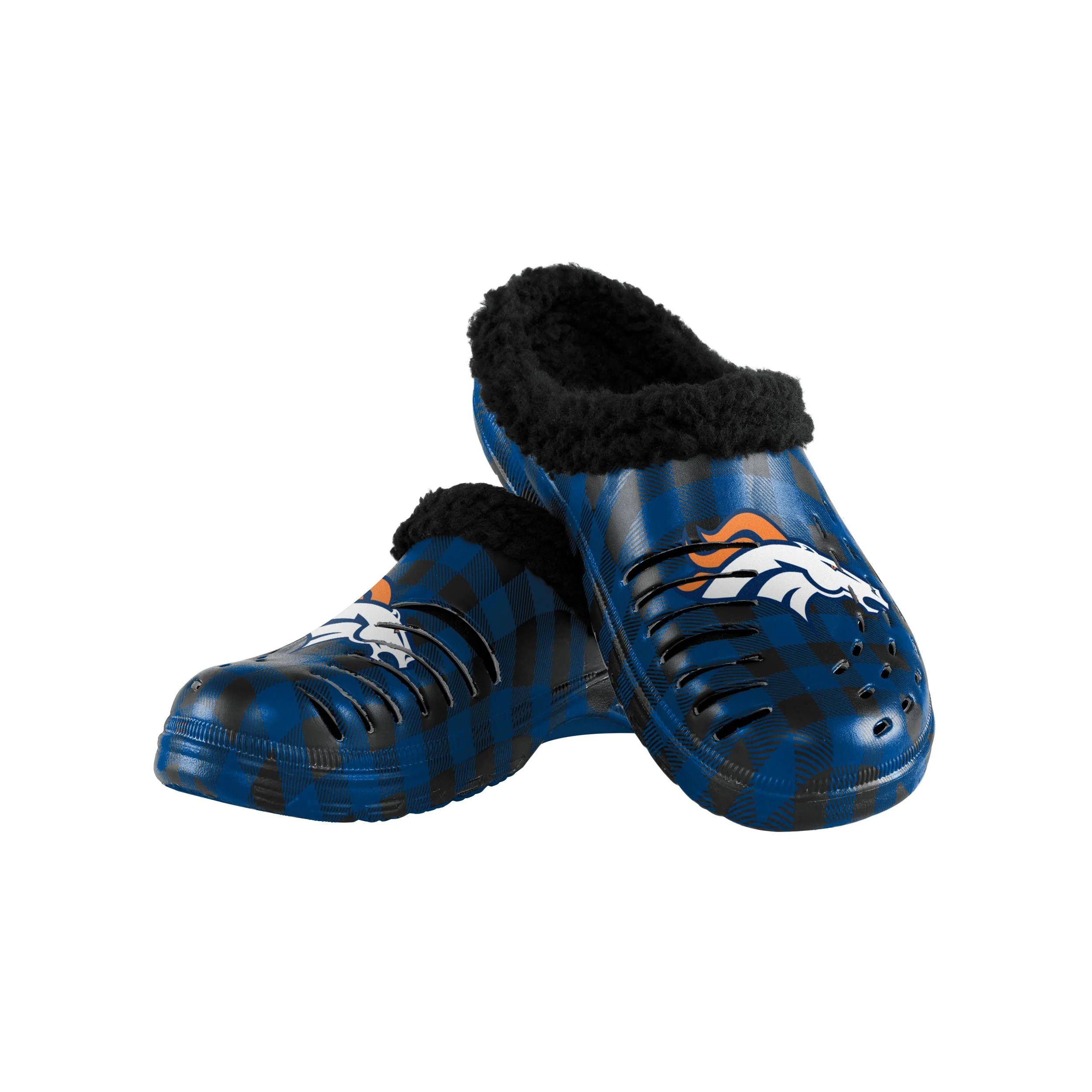Denver Broncos NFL Mens Sherpa Lined Buffalo Check Clog