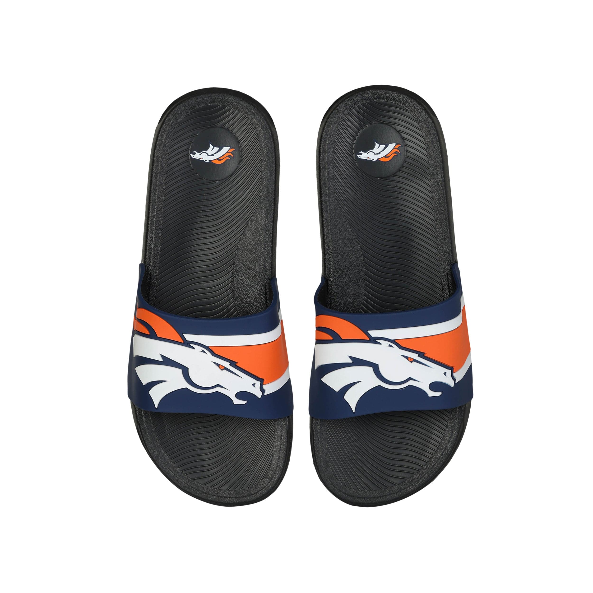 Denver Broncos NFL Mens Striped Big Logo Raised Slide - Image 2