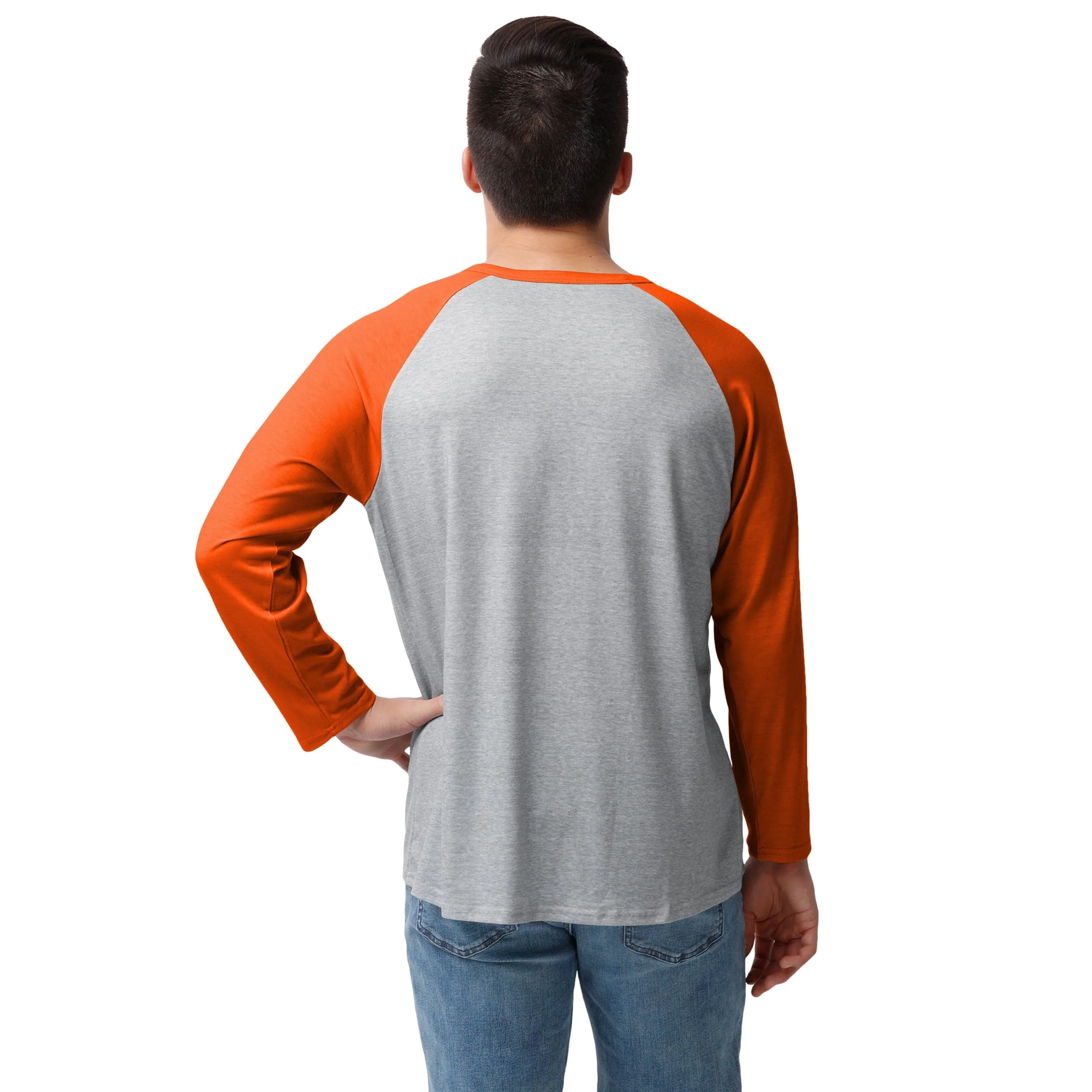 Denver Broncos NFL Mens Team Logo Gray Long Sleeve Henley - Image 3