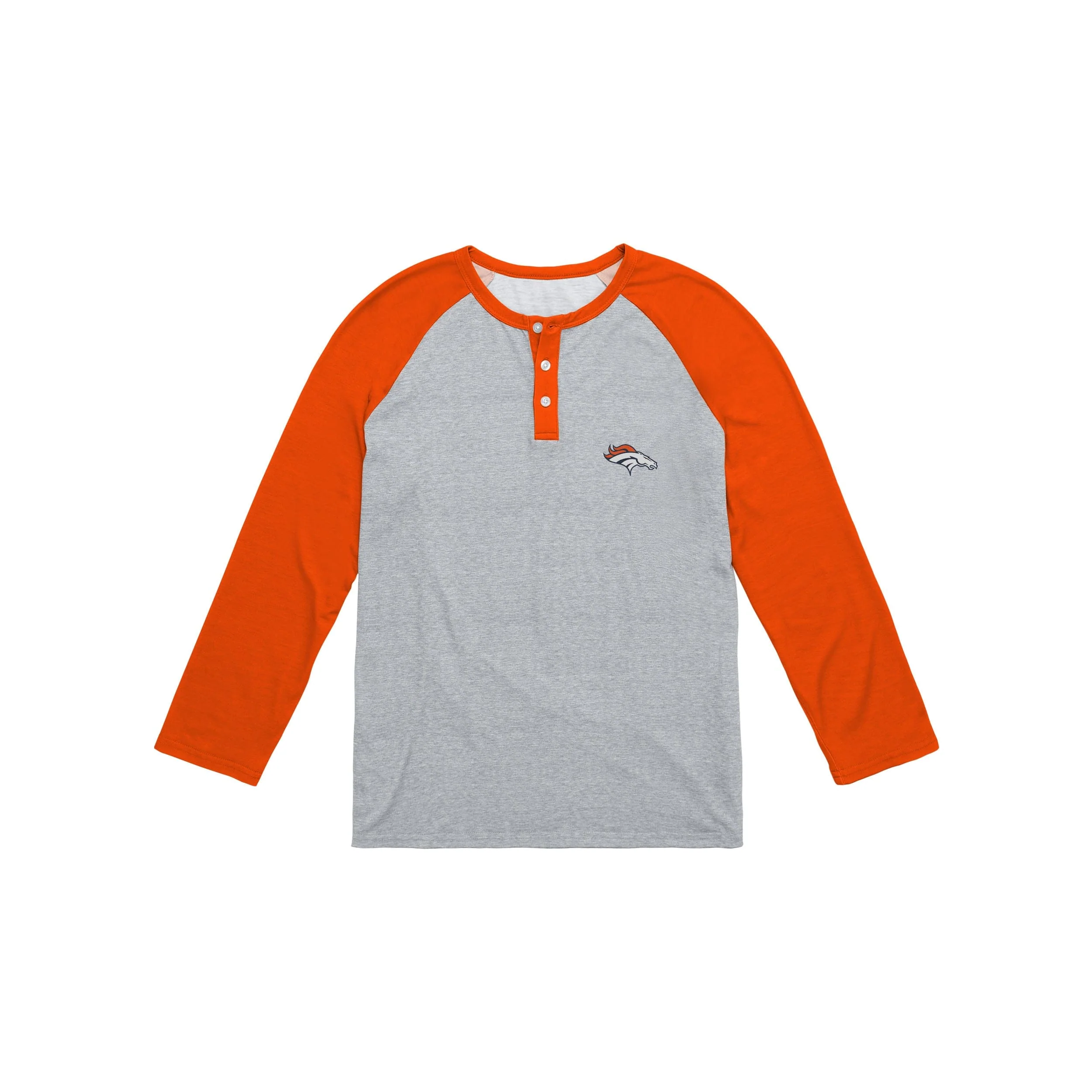 Denver Broncos NFL Mens Team Logo Gray Long Sleeve Henley - Image 4