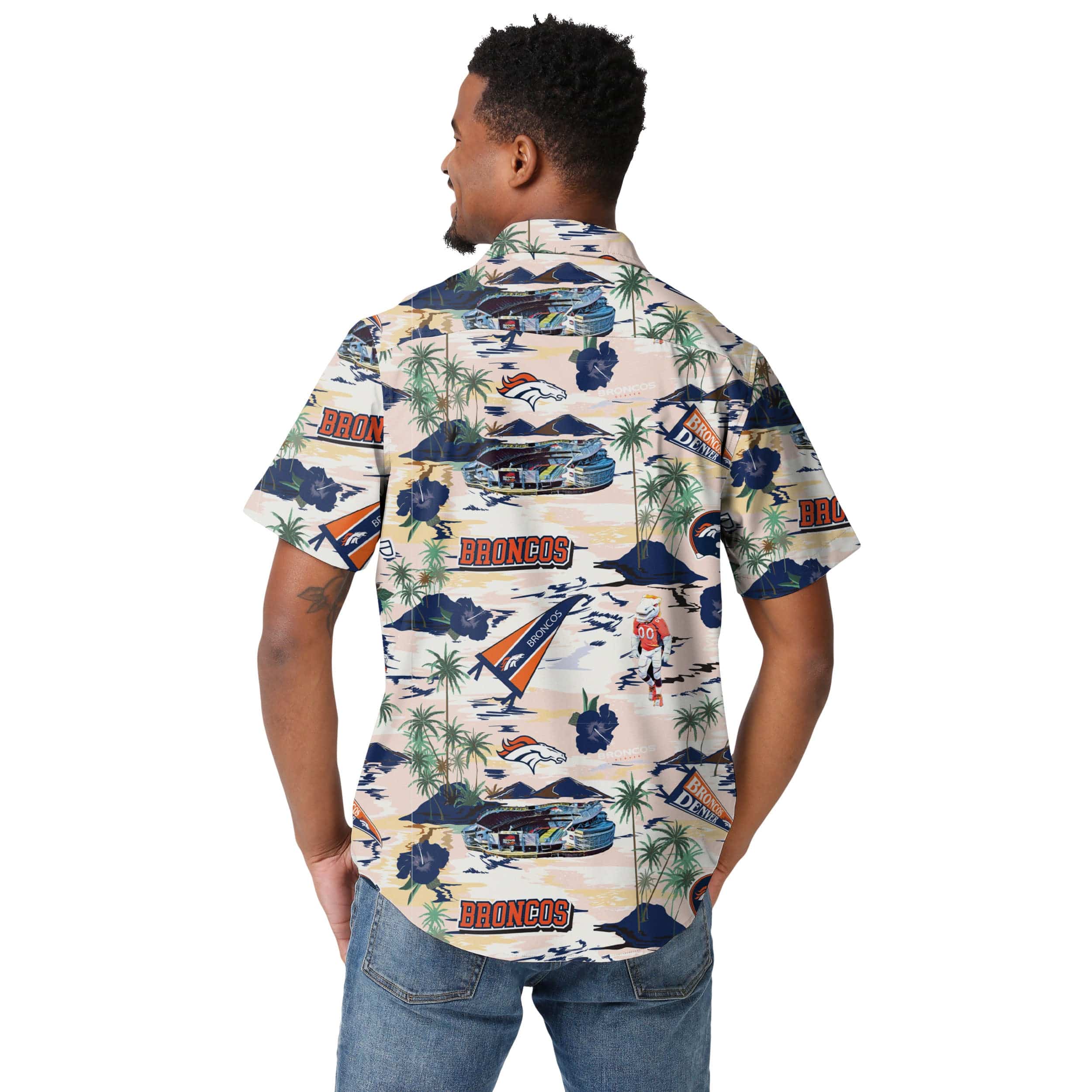 Denver Broncos NFL Mens Thematic Stadium Print Button Up Shirt - Image 3