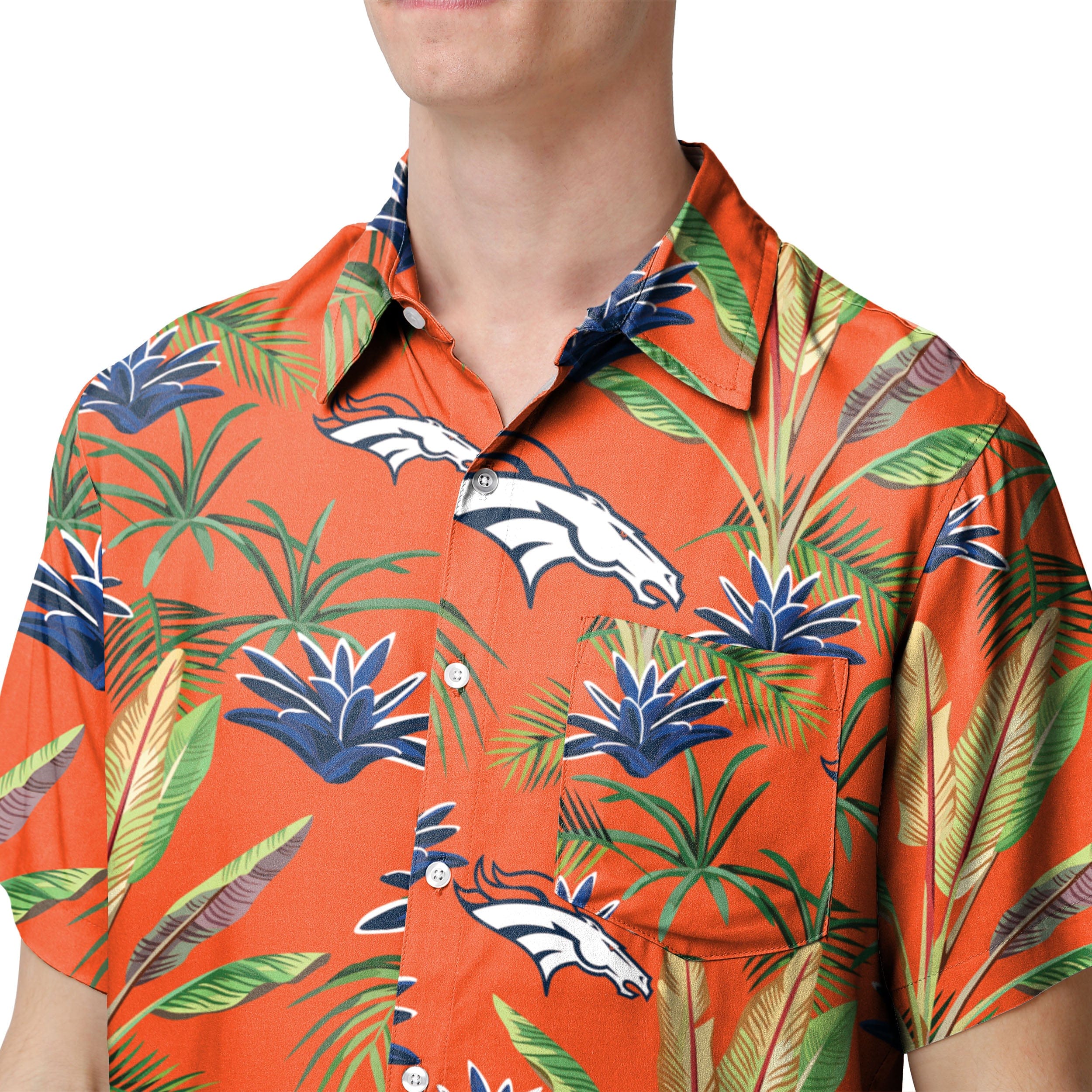 Denver Broncos NFL Mens Victory Vacay Button Up Shirt - Image 4