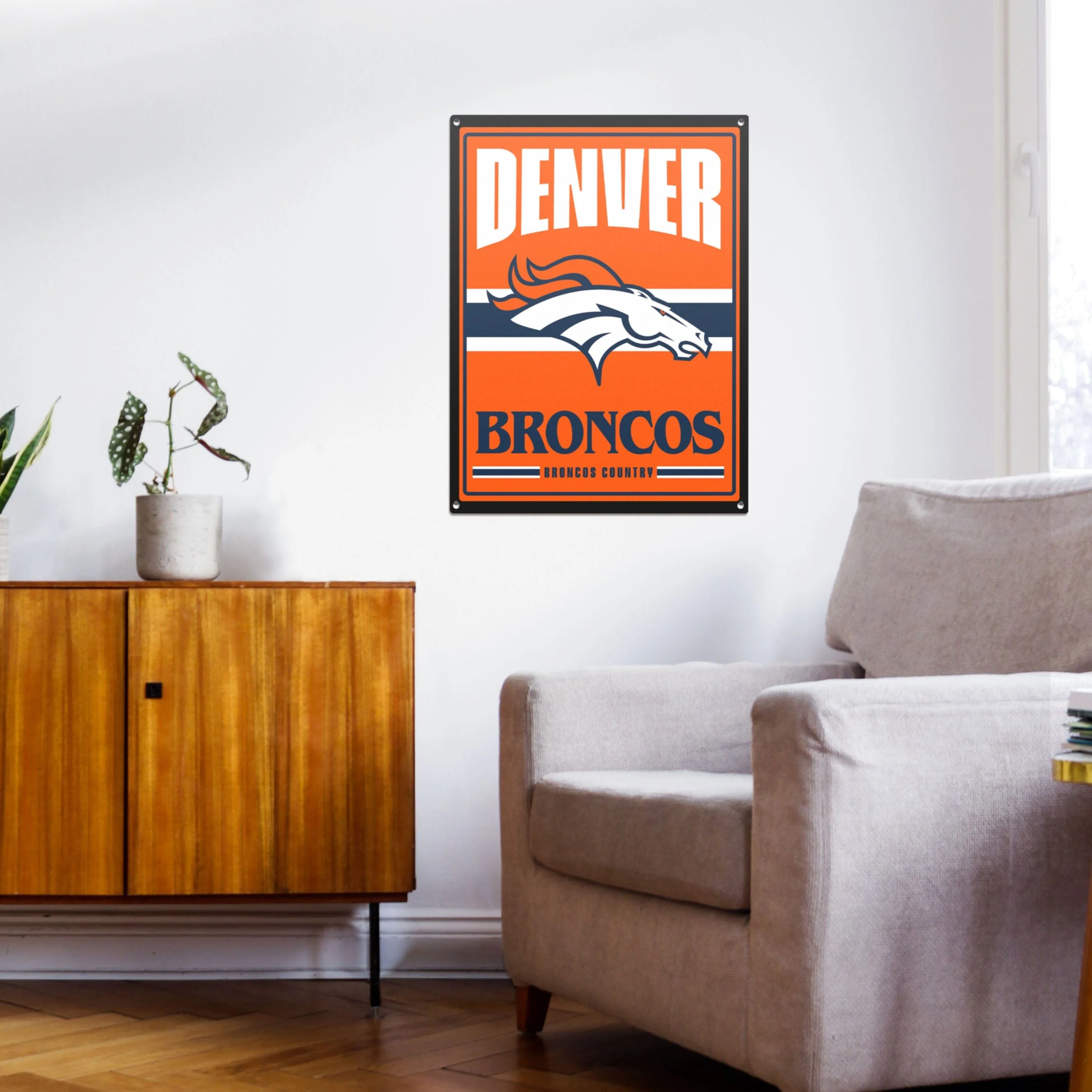 Denver Broncos NFL Metal Tacker Wall Sign - Image 3