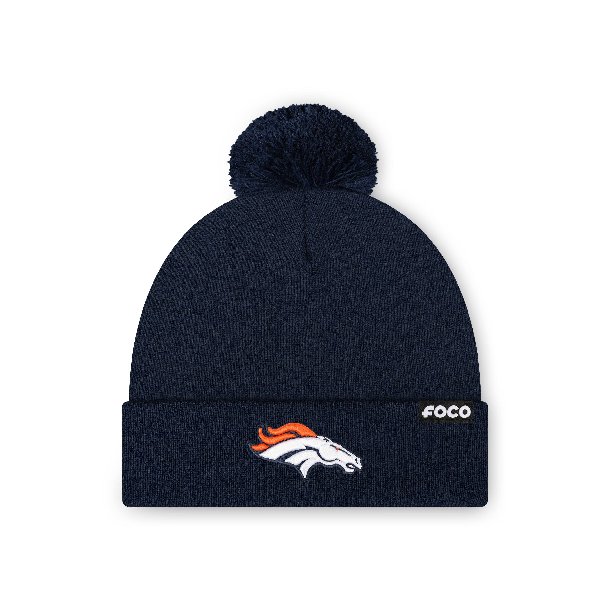 Denver Broncos NFL Navy Basic Primary Logo Pom Beanie (PREORDER - SHIPS MID FEBRUARY)