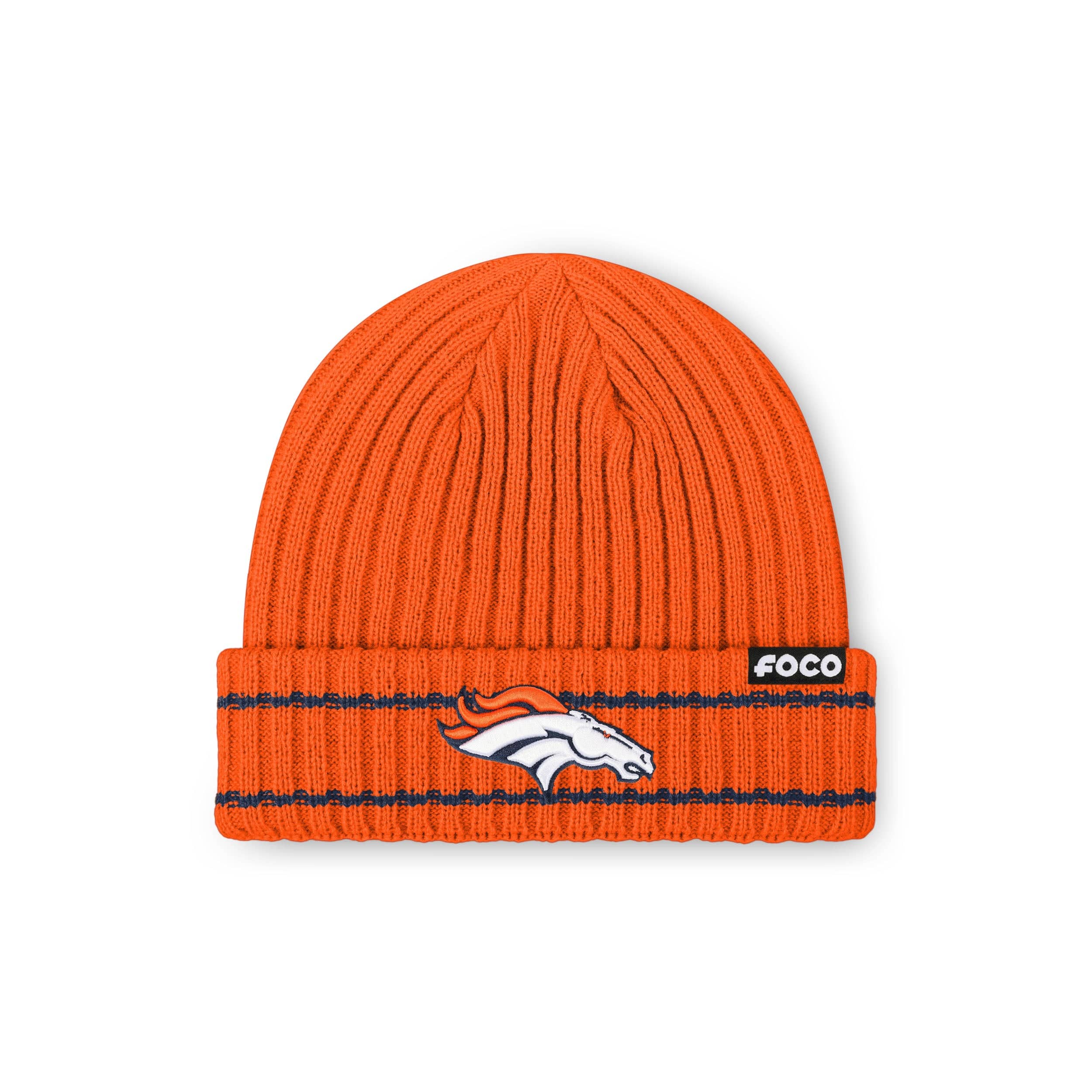 Denver Broncos NFL Orange Primary Logo Ribbed Beanie