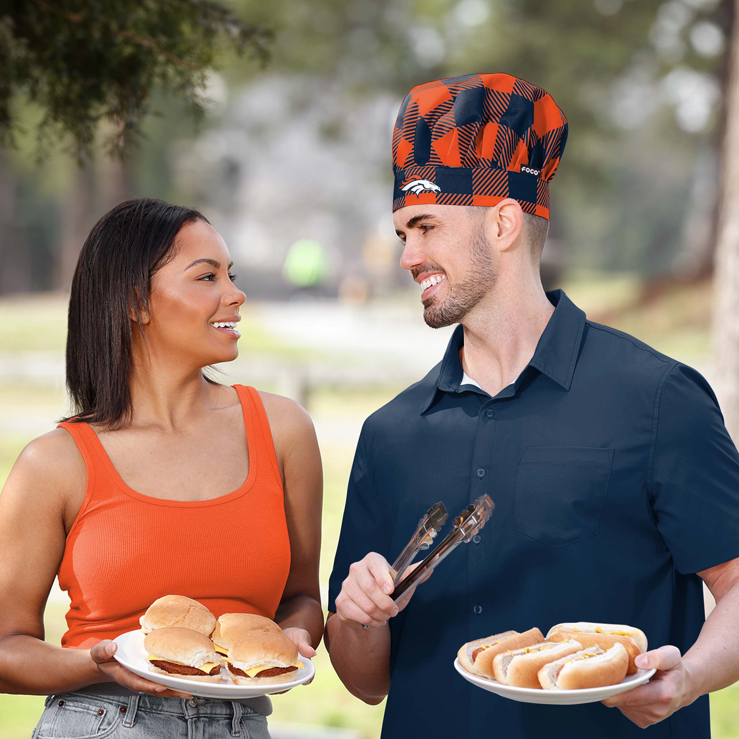 Denver Broncos NFL Plaid Chef Hat - Image 3