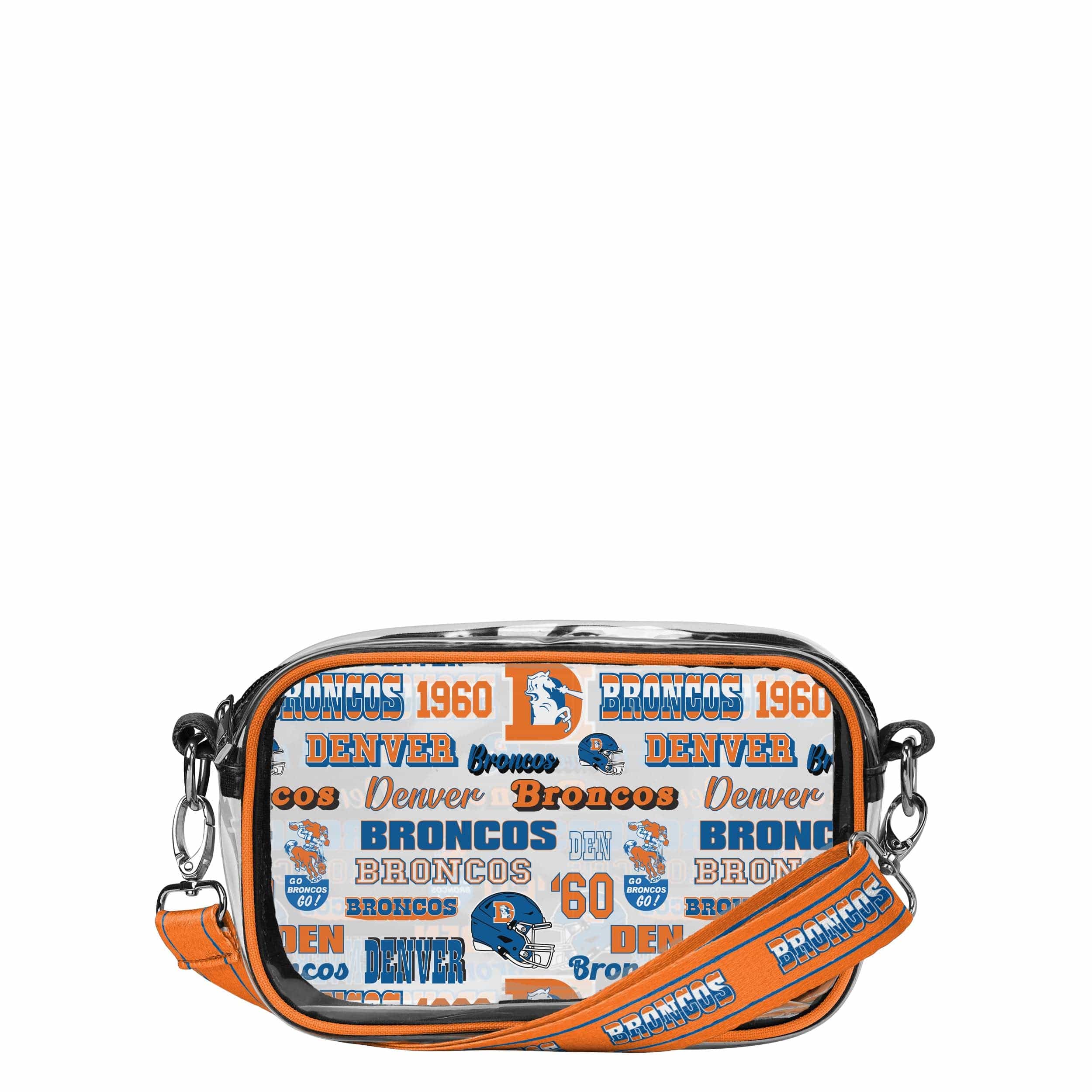 Denver Broncos NFL Repeat Retro Print Clear Crossbody Bag