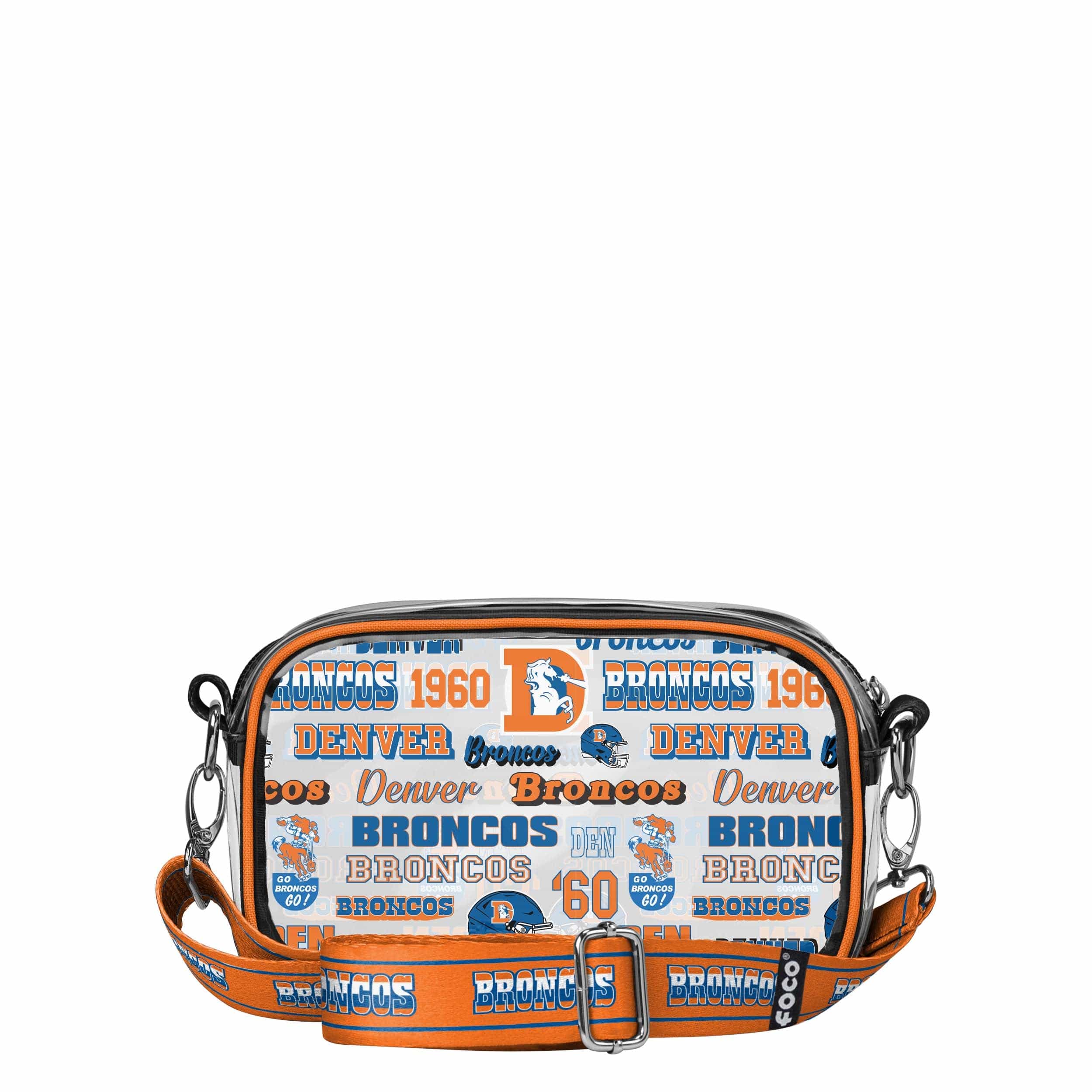 Denver Broncos NFL Repeat Retro Print Clear Crossbody Bag - Image 5