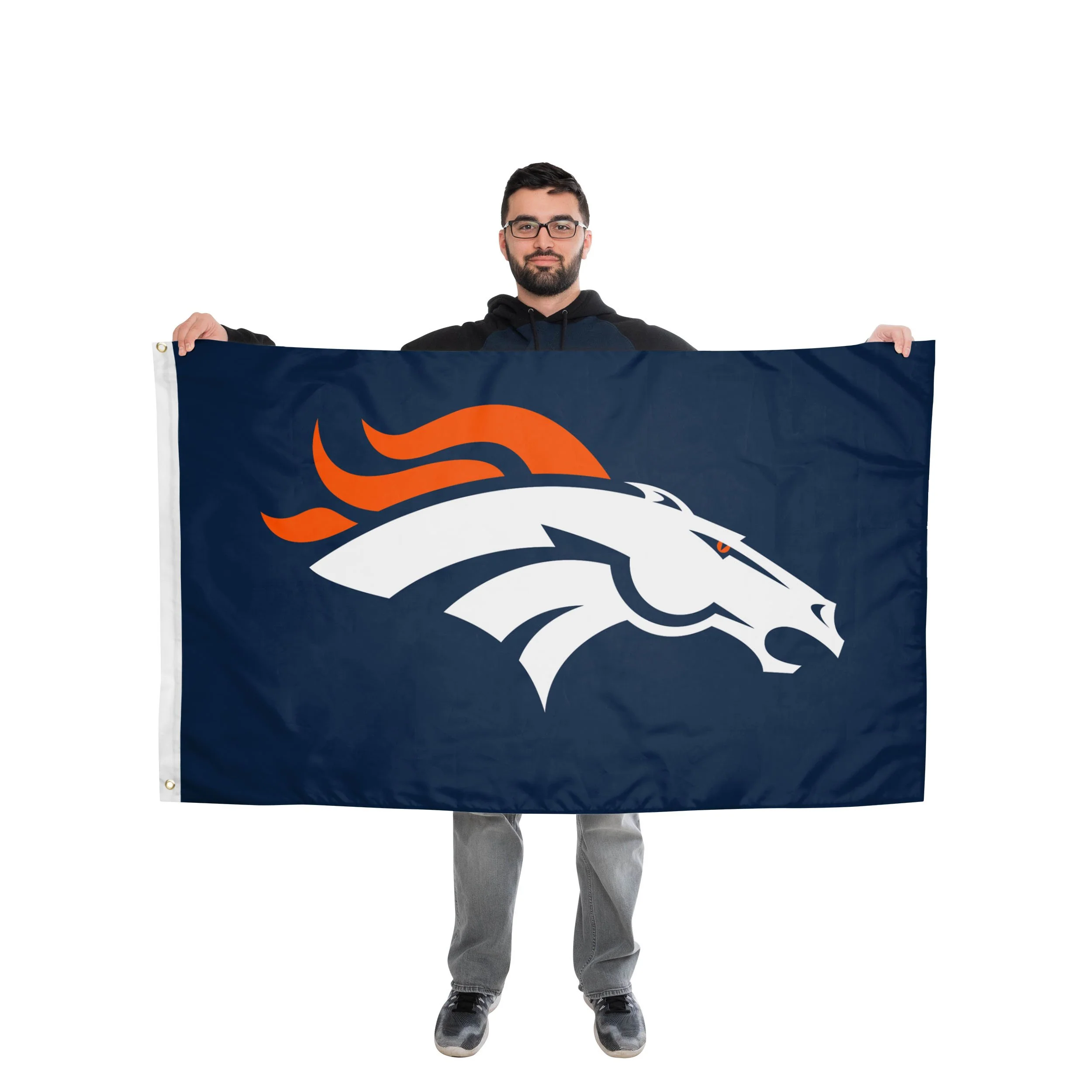 Denver Broncos NFL Solid Horizontal Flag - Image 2