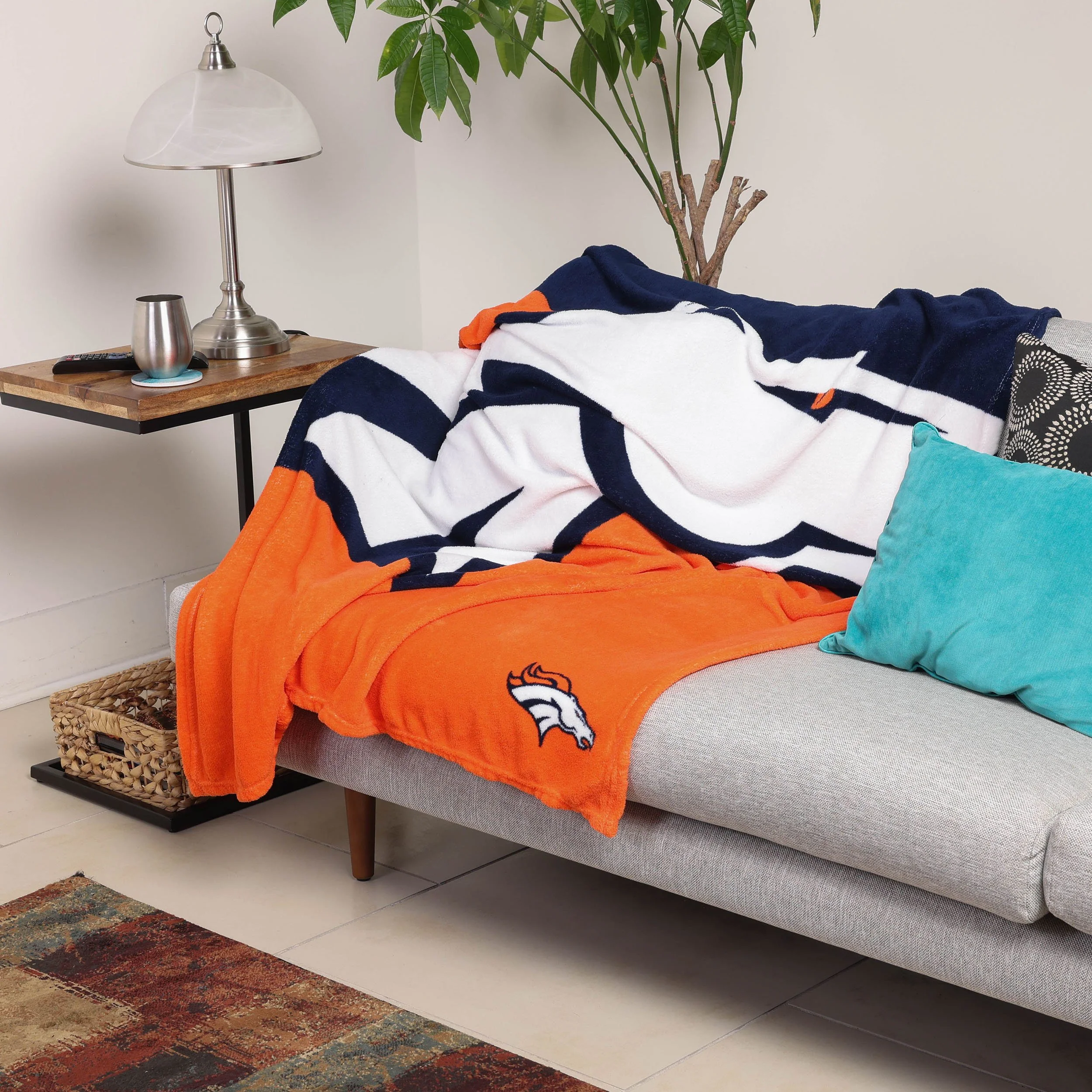 Denver Broncos NFL Supreme Slumber Plush Throw Blanket - Image 2