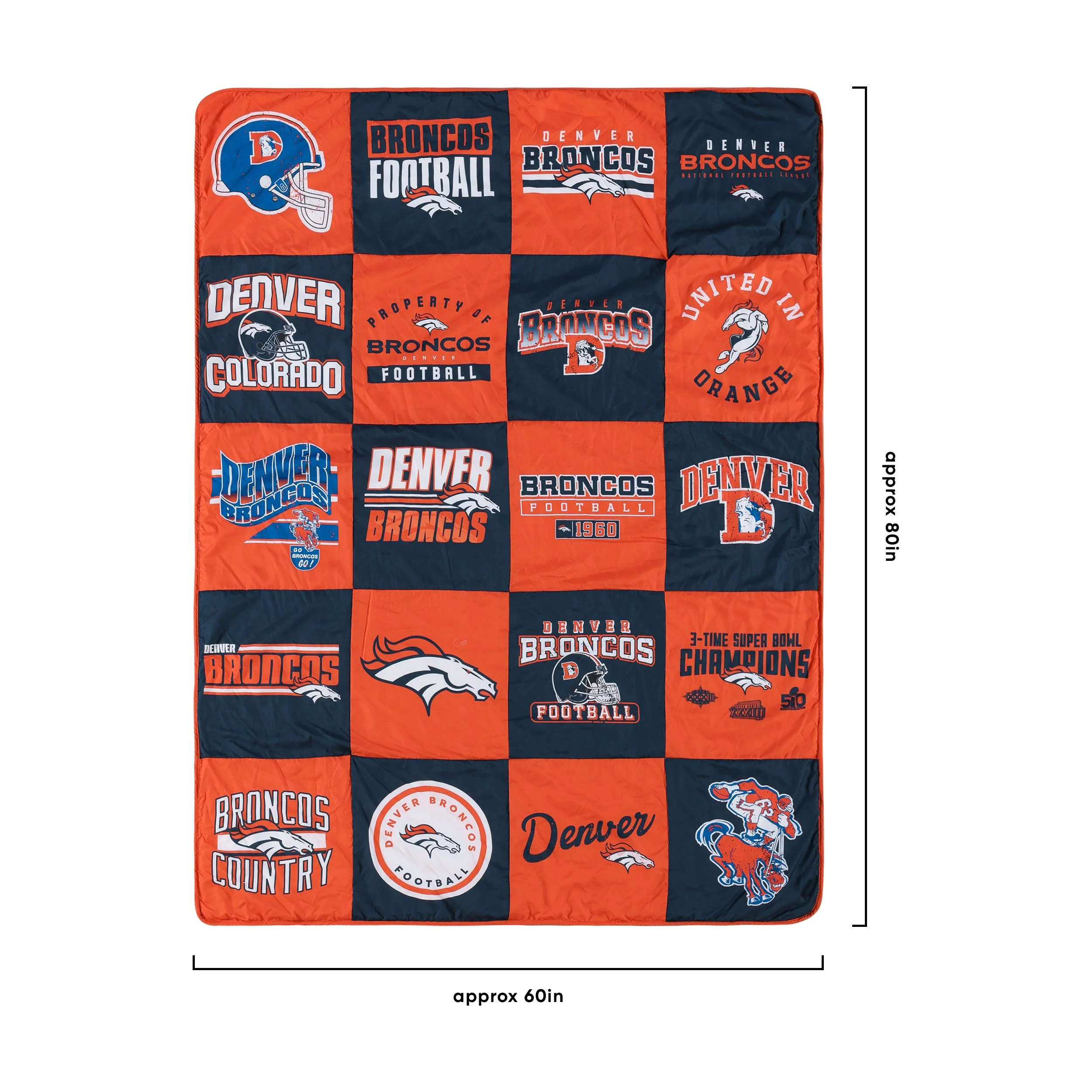 Denver Broncos NFL Team Pride Patches Quilt - Image 3