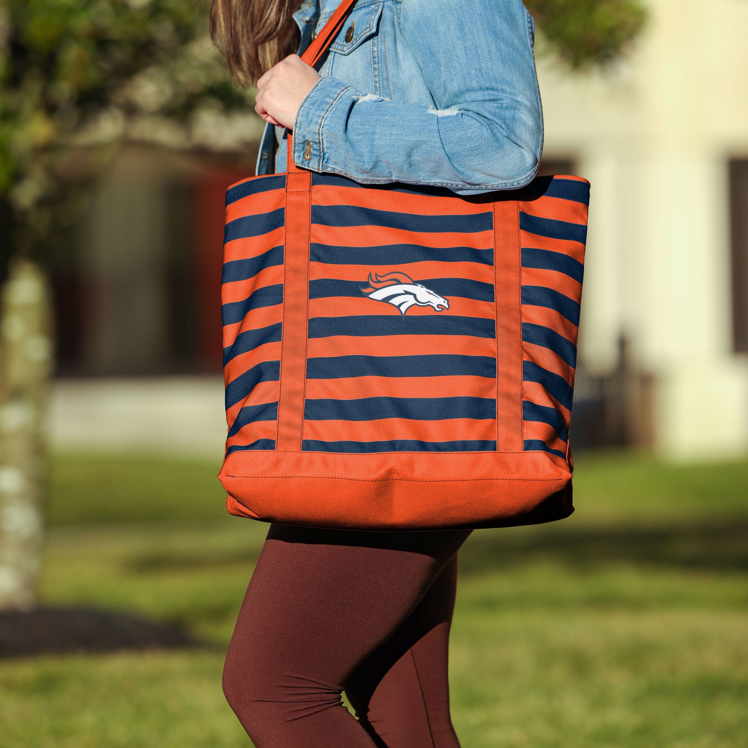 Denver Broncos NFL Team Stripe Canvas Tote Bag - Image 3