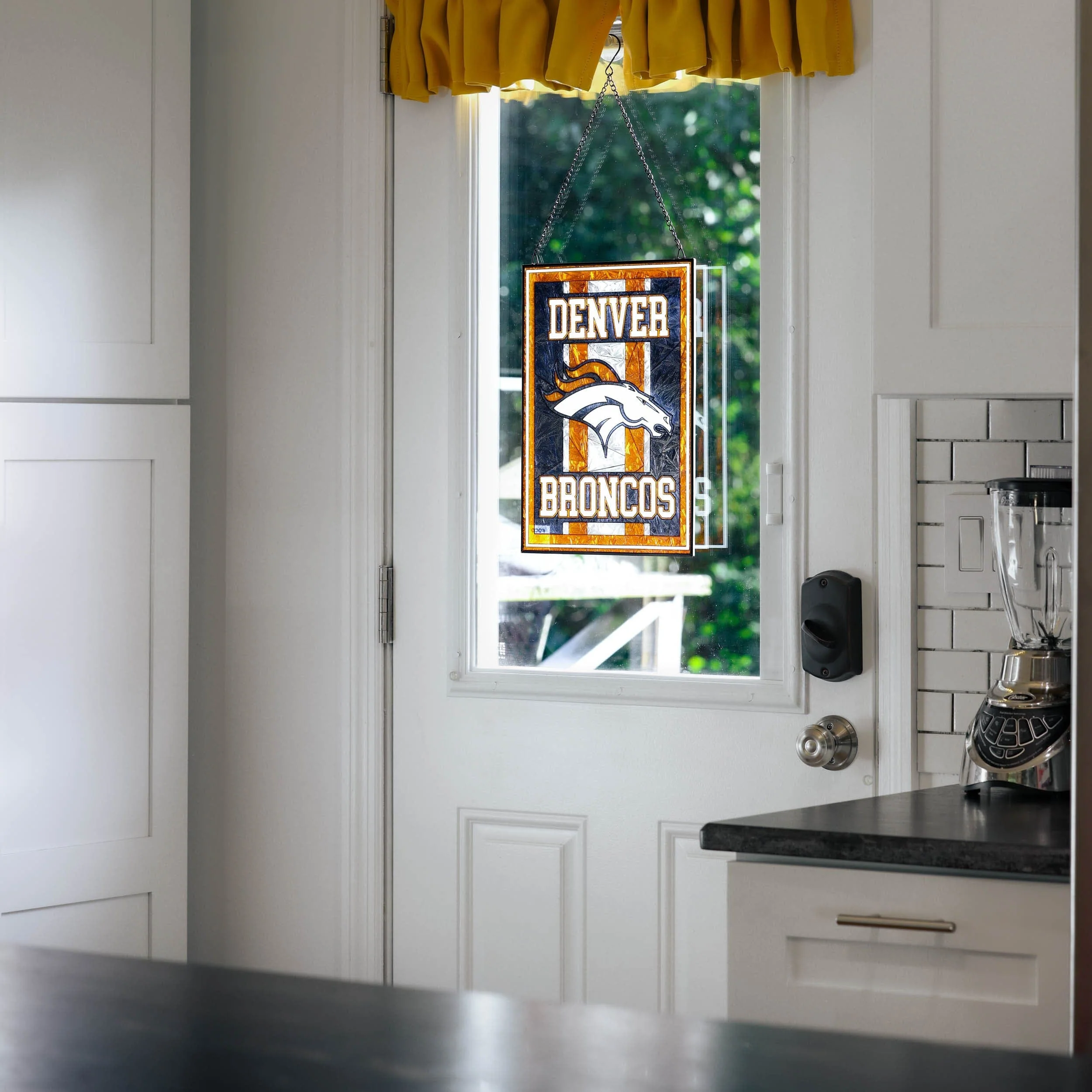 Denver Broncos NFL Team Stripe Stain Glass Sign - Image 4